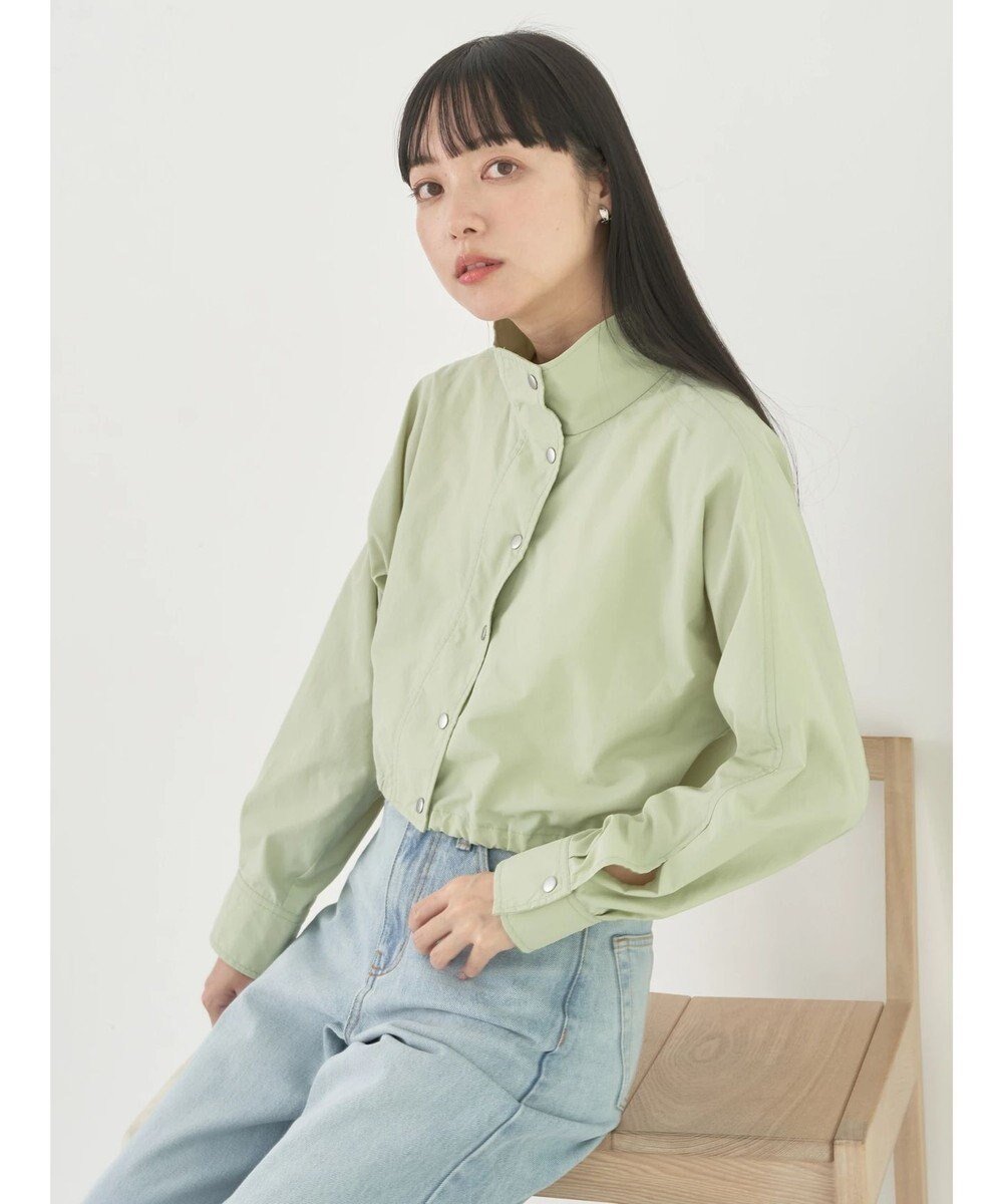 【アースミュージックアンドエコロジー/earth music&ecology】のショートブルゾン インテリア・キッズ・メンズ・レディースファッション・服の通販 founy(ファニー) 　ファッション　Fashion　レディースファッション　Fashion for Women　アウター　Coat / Outerwear Collection　レディースジャケット・軽アウター　Jackets　ブルゾンジャケット・スポーティアウター　Blouson Jackets　ショート　Short, Short Length　シンプル　Simple, Minimal　ジャケット　Jacket, Outerwear　スタンド　Stand Collar, Upright Stand　ブルゾン　Blouson, Bomber Jacket　ポケット　Pocket, Pocket Detail　夏　Summer　春　Spring　S/S・春夏　SS, Spring/Summer, Warm Season　Light Green|ID: prp329100004672005 ipo3291000000033772010