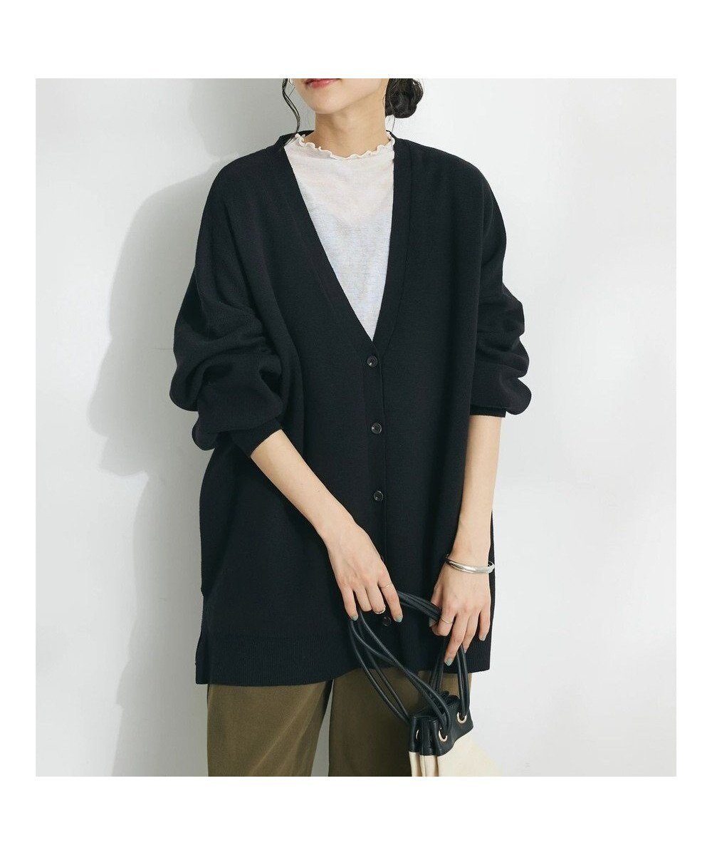 【クラフトスタンダードブティック/CRAFT STANDARD BOUTIQUE】のVネックBIGシルエットカーディガン インテリア・キッズ・メンズ・レディースファッション・服の通販 founy(ファニー) 　ファッション　Fashion　レディースファッション　Fashion for Women　トップス・カットソー　Cut & Sew Tops　カーディガン・羽織り　Layered Style Cardigans　Vネックトップス　V-Neck Tops / V-Cut Neckline Shirts　2024年　2024　2024春夏・S/S　Spring/Summer 2024 SS24　おすすめ　Recommended / Our Picks　カーディガン　Cardigan, Knitwear　スリット　Slit, Slit Detail　ビッグ　Big, Oversized　ポケット　Pocket, Pocket Detail　夏　Summer　春　Spring　S/S・春夏　SS, Spring/Summer, Warm Season　Black|ID: prp329100004672073 ipo3291000000034284523
