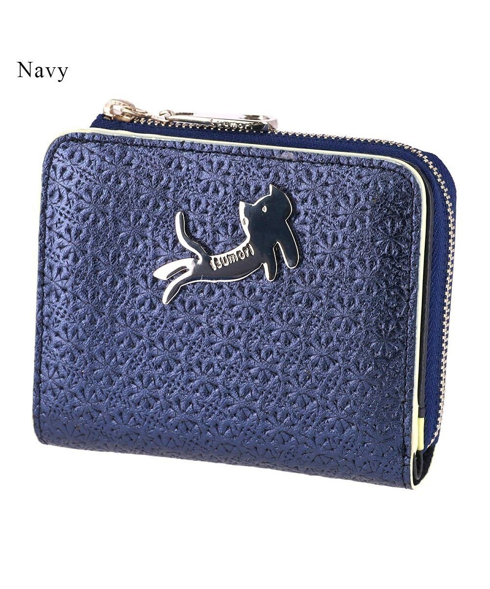 【ツモリチサト キャリー/tsumori chisato CARRY】のキラネコフラワー 2つ折り財布 インテリア・キッズ・メンズ・レディースファッション・服の通販 founy(ファニー) 　ファッション　Fashion　レディースファッション　Fashion for Women　ミニ財布・二つ折り財布　Wallets & Card Cases　新作・新入荷　New Arrivals / New In　ネコ　Cat, Feline Motif　フラワー　Flower, Floral　春　Spring　財布　Wallet, Purse　ネイビー|ID: prp329100004672085 ipo3291000000033772381