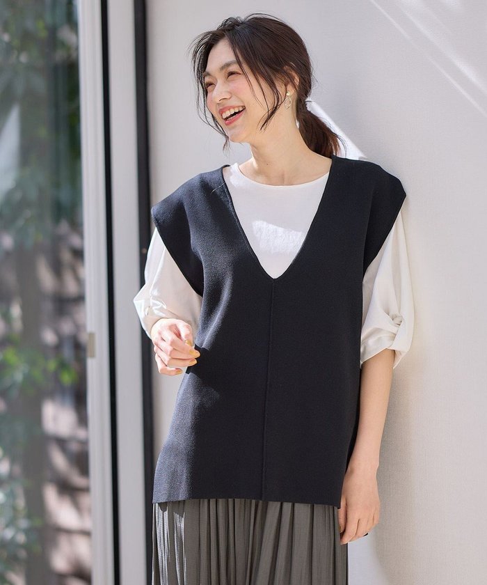 【エニー/ANY】の【洗濯機可】Vネックニットベスト インテリア・キッズ・メンズ・レディースファッション・服の通販 founy(ファニー) https://founy.com/ ファッション Fashion レディースファッション Fashion for Women アウター Coat / Outerwear Collection トップス・カットソー Cut & Sew Tops ニット Knit Tops & Sweaters ベスト&ジレ / 重ね着スタイル Vests & Gilets Vネックトップス V-Neck Tops / V-Cut Neckline Shirts インナー Innerwear カットソー Cut and Sewn Top ストレッチ Stretch, Stretchy Fabric スリット Slit, Slit Detail デニム Denim, Jeans Material ベスト Vest, Waistcoat ミラノリブ Milano Rib, Milano Stitch エレガント 上品 Elegant 夏 Summer 春 Spring S/S・春夏 SS, Spring/Summer, Warm Season |ID: prp329100004672108 ipo3291000000033772471