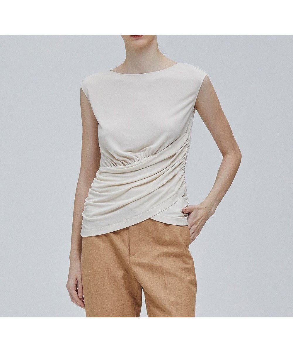 【ベイジ,/BEIGE,】のMELLE / ギャザートップス インテリア・キッズ・メンズ・レディースファッション・服の通販 founy(ファニー) 　ファッション　Fashion　レディースファッション　Fashion for Women　トップス・カットソー　Cut & Sew Tops　シャツ・ブラウス・オフィスカジュアル　Elegant Blouses & Button-Ups　ロングTシャツ・Tシャツ　Longline T-Shirts & Tees　カットソー・ベーシックTシャツ　Cut-and-Sewn Tops / Stretch Tees & Basics　おすすめ　Recommended / Our Picks　エレガント 上品　Elegant　カットソー　Cut and Sewn Top　ギャザー　Gathered, Ruffled　ジャケット　Jacket, Outerwear　スリーブ　Sleeve, Long Sleeve / Short Sleeve　セットアップ　Set-Up, Coordinated Outfit　ドレープ　Drape, Draping Fabric　フレンチ　French, French Style　ボトム　Bottoms, Lower Wear　ランダム　Random, Irregular　ビジネス 仕事 通勤　Business / Work / Commuting　夏　Summer　春　Spring　S/S・春夏　SS, Spring/Summer, Warm Season　Ecru|ID: prp329100004672334 ipo3291000000034285809