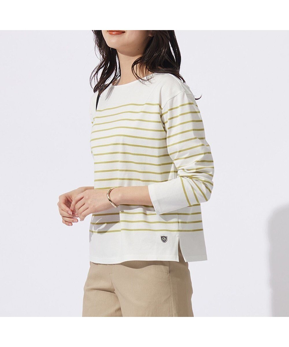 【ジェイ プレス/J.PRESS】の【洗える】バスクボーダー カットソー インテリア・キッズ・メンズ・レディースファッション・服の通販 founy(ファニー) ファッション Fashion レディースファッション Fashion for Women トップス・カットソー Cut & Sew Tops シャツ・ブラウス・オフィスカジュアル Elegant Blouses & Button-Ups ロングTシャツ・Tシャツ Longline T-Shirts & Tees カットソー・ベーシックTシャツ Cut-and-Sewn Tops / Stretch Tees & Basics 春 Spring 洗える Machine Washable カットソー Cut and Sewn Top スリット Slit, Slit Detail バスク Basque, Basque Style バランス Balance, Style Balance ベーシック Basic, Essential ボトム Bottoms, Lower Wear ボーダー Border, Stripe S/S・春夏 SS, Spring/Summer, Warm Season 夏 Summer ピスタチオ系1|ID: prp329100004672545 ipo3291000000034286426