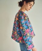 【グレース コンチネンタル/GRACE CONTINENTAL】のフラワージャガードノーカラージャケット ブルー|ID: prp329100004672565 ipo3291000000033774177