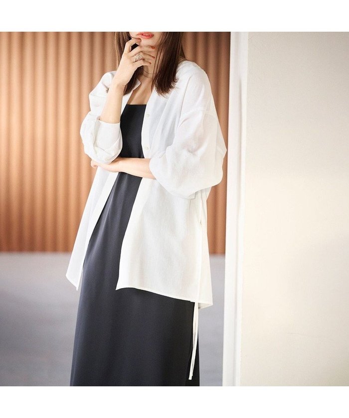 【ハッシュニュアンス/#Newans】のルーズシルエットシアーシャツ インテリア・キッズ・メンズ・レディースファッション・服の通販 founy(ファニー) https://founy.com/ ファッション Fashion レディースファッション Fashion for Women トップス・カットソー Cut & Sew Tops シャツ・ブラウス・オフィスカジュアル Elegant Blouses & Button-Ups なめらか Smooth, Silky Texture シアー Sheer, See-Through シンプル Simple, Minimal スリット Slit, Slit Detail タンク Tank Top, Sleeveless Top タンブラー Tumbler, Travel Mug ブロード Broadcloth, Fine Cotton リボン Ribbon, Bow エレガント 上品 Elegant 夏 Summer 春 Spring S/S・春夏 SS, Spring/Summer, Warm Season 羽織 Haori, Light Jacket |ID: prp329100004672585 ipo3291000000033774250