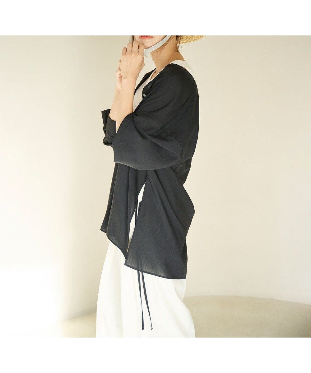 【ハッシュニュアンス/#Newans】のルーズシルエットシアーシャツ インテリア・キッズ・メンズ・レディースファッション・服の通販 founy(ファニー) ファッション Fashion レディースファッション Fashion for Women トップス・カットソー Cut & Sew Tops シャツ・ブラウス・オフィスカジュアル Elegant Blouses & Button-Ups なめらか Smooth, Silky Texture シアー Sheer, See-Through シンプル Simple, Minimal スリット Slit, Slit Detail タンク Tank Top, Sleeveless Top タンブラー Tumbler, Travel Mug ブロード Broadcloth, Fine Cotton リボン Ribbon, Bow エレガント 上品 Elegant 夏 Summer 春 Spring S/S・春夏 SS, Spring/Summer, Warm Season 羽織 Haori, Light Jacket ブラック|ID: prp329100004672585 ipo3291000000034411175