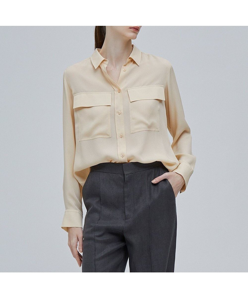 【ベイジ,/BEIGE,】のOLGA / シャーリングブラウス インテリア・キッズ・メンズ・レディースファッション・服の通販 founy(ファニー) 　ファッション　Fashion　レディースファッション　Fashion for Women　トップス・カットソー　Cut & Sew Tops　シャツ・ブラウス・オフィスカジュアル　Elegant Blouses & Button-Ups　おすすめ　Recommended / Our Picks　インナー　Innerwear　ウォッシャブル　Machine Washable　エレガント 上品　Elegant　シャーリング　Shirring, Ruched　シルク　Silk, 100% Silk　ジャケット　Jacket, Outerwear　セレモニー　Ceremony　デニム　Denim, Jeans Material　ドレープ　Drape, Draping Fabric　フロント　Front, Front Design　ポケット　Pocket, Pocket Detail　ヨーク　Yoke, Yoke Design　リラックス　Relax, Relaxed Fit　ビジネス 仕事 通勤　Business / Work / Commuting　夏　Summer　春　Spring　S/S・春夏　SS, Spring/Summer, Warm Season　羽織　Haori, Light Jacket　L.Orange|ID: prp329100004672652 ipo3291000000033774530