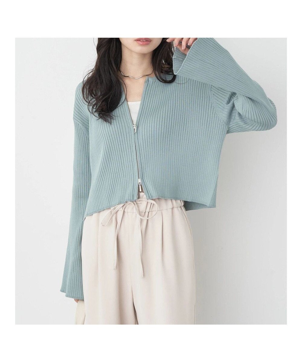 【アースミュージックアンドエコロジー/earth music&ecology】のダブルジップカーディガン インテリア・キッズ・メンズ・レディースファッション・服の通販 founy(ファニー) 　ファッション　Fashion　レディースファッション　Fashion for Women　トップス・カットソー　Cut & Sew Tops　カーディガン・羽織り　Layered Style Cardigans　カーディガン　Cardigan, Knitwear　ショート　Short, Short Length　シンプル　Simple, Minimal　スリーブ　Sleeve, Long Sleeve / Short Sleeve　バランス　Balance, Style Balance　フェミニン　Feminine, Girly　フレア　Flare, Flared　ポケット　Pocket, Pocket Detail　夏　Summer　定番　Standard, Basic Item　春　Spring　S/S・春夏　SS, Spring/Summer, Warm Season　Mint|ID: prp329100004672721 ipo3291000000034287953