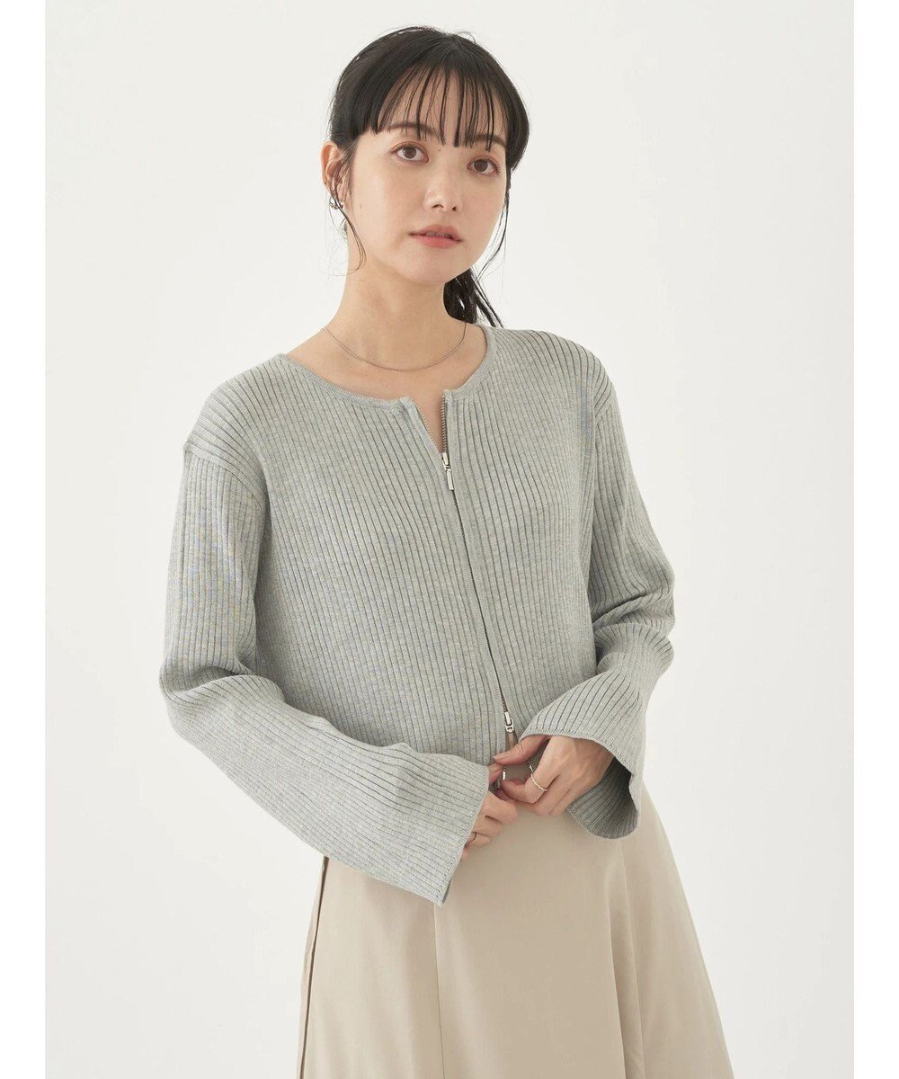 【アースミュージックアンドエコロジー/earth music&ecology】のダブルジップカーディガン インテリア・キッズ・メンズ・レディースファッション・服の通販 founy(ファニー) 　ファッション　Fashion　レディースファッション　Fashion for Women　トップス・カットソー　Cut & Sew Tops　カーディガン・羽織り　Layered Style Cardigans　カーディガン　Cardigan, Knitwear　ショート　Short, Short Length　シンプル　Simple, Minimal　スリーブ　Sleeve, Long Sleeve / Short Sleeve　バランス　Balance, Style Balance　フェミニン　Feminine, Girly　フレア　Flare, Flared　ポケット　Pocket, Pocket Detail　夏　Summer　定番　Standard, Basic Item　春　Spring　S/S・春夏　SS, Spring/Summer, Warm Season　Gray|ID: prp329100004672721 ipo3291000000034287956
