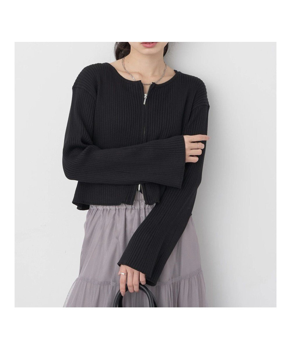 【アースミュージックアンドエコロジー/earth music&ecology】のダブルジップカーディガン インテリア・キッズ・メンズ・レディースファッション・服の通販 founy(ファニー) 　ファッション　Fashion　レディースファッション　Fashion for Women　トップス・カットソー　Cut & Sew Tops　カーディガン・羽織り　Layered Style Cardigans　カーディガン　Cardigan, Knitwear　ショート　Short, Short Length　シンプル　Simple, Minimal　スリーブ　Sleeve, Long Sleeve / Short Sleeve　バランス　Balance, Style Balance　フェミニン　Feminine, Girly　フレア　Flare, Flared　ポケット　Pocket, Pocket Detail　夏　Summer　定番　Standard, Basic Item　春　Spring　S/S・春夏　SS, Spring/Summer, Warm Season　Black|ID: prp329100004672721 ipo3291000000034287958