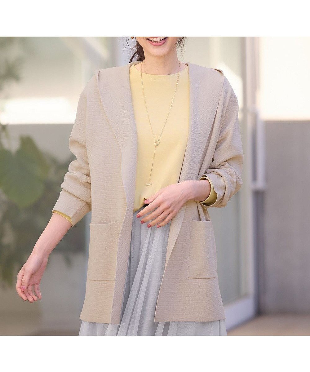 【エニー/ANY】のニットフーディーコーディガン インテリア・キッズ・メンズ・レディースファッション・服の通販 founy(ファニー) 　ファッション　Fashion　レディースファッション　Fashion for Women　アウター　Coat / Outerwear Collection　レディースジャケット・軽アウター　Jackets　コーディガン　Coatigan, Knit Coat　シンプル　Simple, Minimal　ジャケット　Jacket, Outerwear　スリット　Slit, Slit Detail　ミラノリブ　Milano Rib, Milano Stitch　夏　Summer　春　Spring　S/S・春夏　SS, Spring/Summer, Warm Season　サンドベージュ|ID: prp329100004672790 ipo3291000000033775079