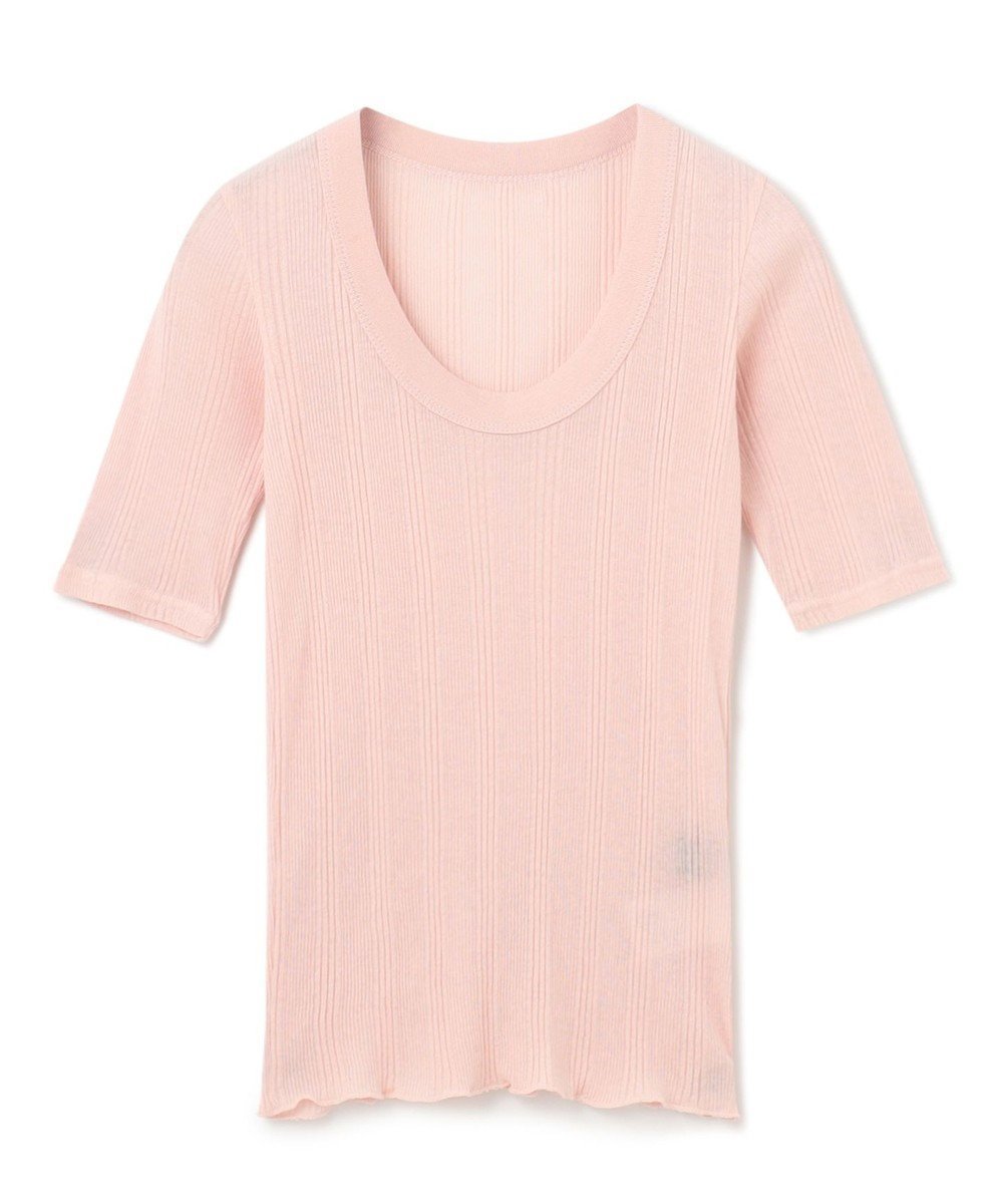 【アンクレイヴ/uncrave】の【手洗い可】シアー ランダムリブ Uネック カットソー(uncrave STANDARD) インテリア・キッズ・メンズ・レディースファッション・服の通販 founy(ファニー) 　ファッション　Fashion　レディースファッション　Fashion for Women　トップス・カットソー　Cut & Sew Tops　シャツ・ブラウス・オフィスカジュアル　Elegant Blouses & Button-Ups　ロングTシャツ・Tシャツ　Longline T-Shirts & Tees　カットソー・ベーシックTシャツ　Cut-and-Sewn Tops / Stretch Tees & Basics　インナー　Innerwear　春　Spring　カットソー　Cut and Sewn Top　コンパクト　Compact, Small Size　シアー　Sheer, See-Through　雑誌　Magazine, Fashion Magazine　別注　Limited Edition, Custom Order　S/S・春夏　SS, Spring/Summer, Warm Season　夏　Summer　ピンク|ID: prp329100004672826 ipo3291000000033775235