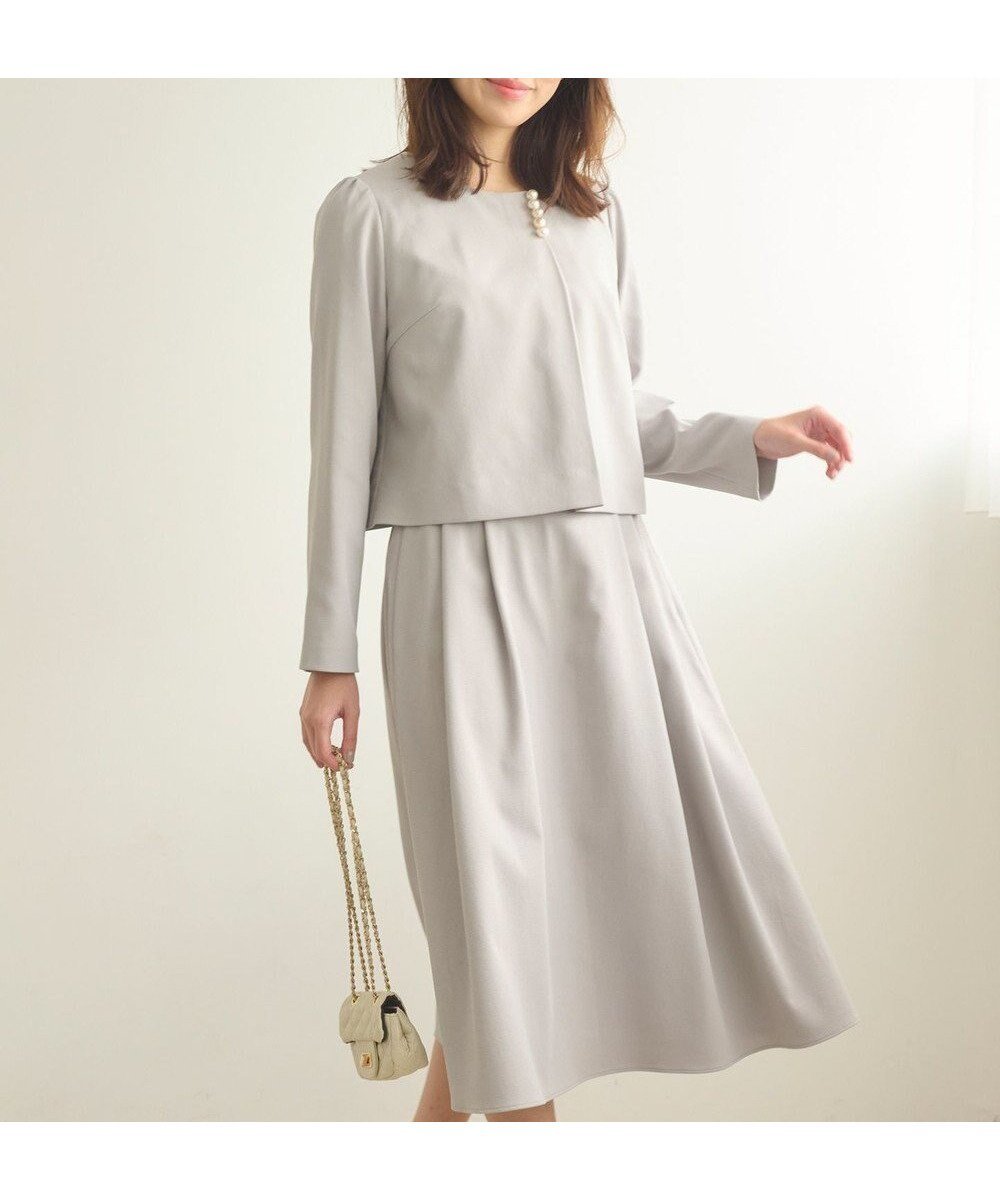 【フェルゥ/Feroux】の【セットアイテム】パールポイント セットアップ インテリア・キッズ・メンズ・レディースファッション・服の通販 founy(ファニー) 　ファッション　Fashion　レディースファッション　Fashion for Women　ワンピース　Dresses　コンパクト　Compact, Small Size　セットアップ　Set-Up, Coordinated Outfit　セレモニー　Ceremony　バランス　Balance, Style Balance　パール　Pearl, Pearl Accent　フェミニン　Feminine, Girly　フロント　Front, Front Design　エレガント 上品　Elegant　夏　Summer　春　Spring　S/S・春夏　SS, Spring/Summer, Warm Season　ライトグレー系|ID: prp329100004672857 ipo3291000000034274670