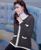 【ティアクラッセ/Tiaclasse】の【洗える】ミドル丈配色ノーカラーニットジャケット チャコールグレー|ID: prp329100004672990 ipo3291000000035826435