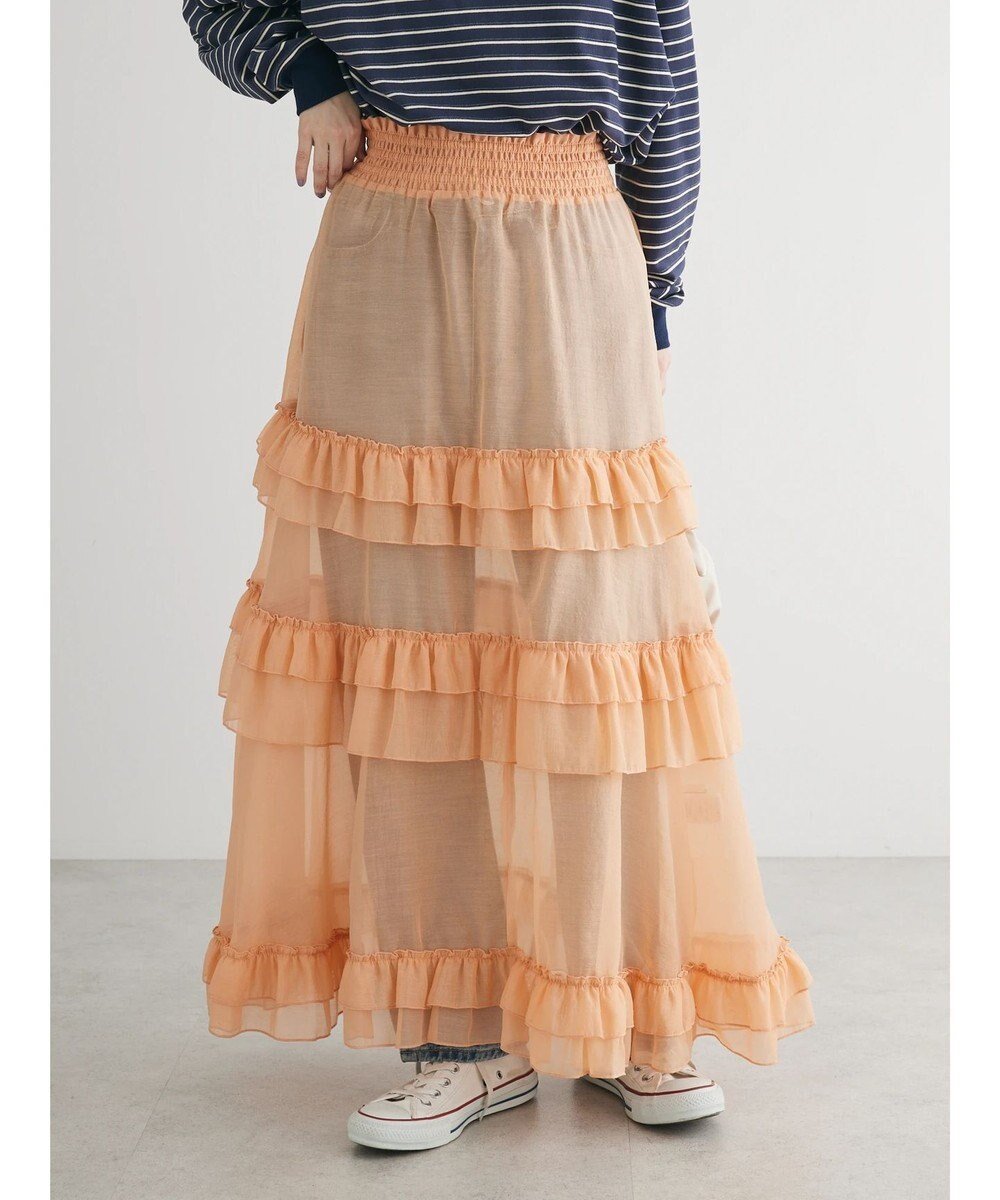 【グリーンパークス/Green Parks】の・ELENCARE DUE シアーフリルティアードスカート インテリア・キッズ・メンズ・レディースファッション・服の通販 founy(ファニー) ファッション Fashion レディースファッション Fashion for Women スカート Skirts ティアードスカート Tiered Skirts ギャザー Gathered, Ruffled シアー Sheer, See-Through フリル Frill, Ruffle ペチコート Petticoat, Underskirt ポケット Pocket, Pocket Detail 夏 Summer 春 Spring S/S・春夏 SS, Spring/Summer, Warm Season Orange|ID: prp329100004673020 ipo3291000000034270205