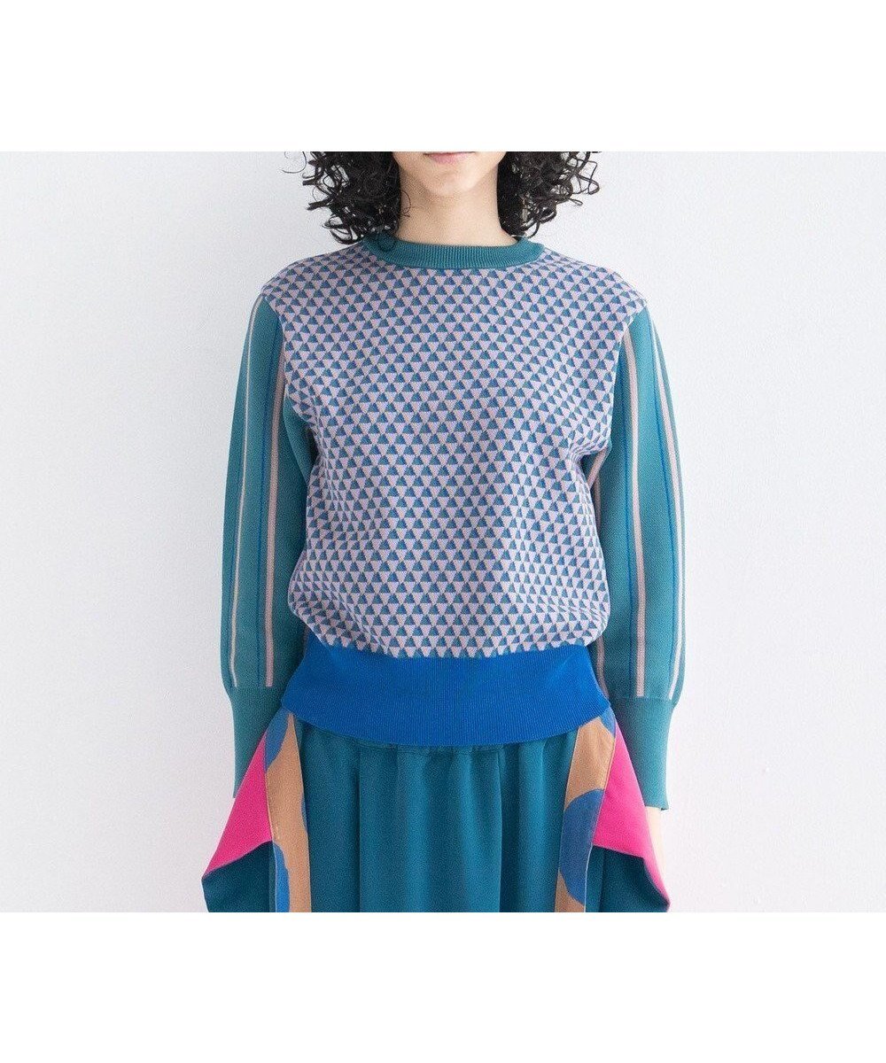 【コキュウ/COQ】の【洗える/ストレッチ/コットン混】GEO BORDER プルオーバー インテリア・キッズ・メンズ・レディースファッション・服の通販 founy(ファニー) 　ファッション　Fashion　レディースファッション　Fashion for Women　トップス・カットソー　Cut & Sew Tops　ニット　Knit Tops & Sweaters　カジュアルプルオーバー・ニットトップス　Pullovers & Knit Tops / Casual Pullovers　洗える　Machine Washable　コレクション　Collection, Seasonal Line　ストレッチ　Stretch, Stretchy Fabric　セーター　Sweater, Knitwear　バランス　Balance, Style Balance　パッチワーク　Patchwork, Mixed Fabric　ベーシック　Basic, Essential　ミックス　Mix, Mixed Style　A/W・秋冬　Autumn/Winter　S/S・春夏　SS, Spring/Summer, Warm Season　犬　Dog　夏　Summer　グリーン|ID: prp329100004673031 ipo3291000000033776004