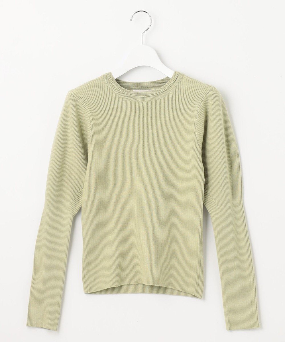 【フェルゥ/Feroux】の【洗える】パフショルダーリブ ニット インテリア・キッズ・メンズ・レディースファッション・服の通販 founy(ファニー) 　ファッション　Fashion　レディースファッション　Fashion for Women　トップス・カットソー　Cut & Sew Tops　ニット　Knit Tops & Sweaters　インナー　Innerwear　スリーブ　Sleeve, Long Sleeve / Short Sleeve　セーター　Sweater, Knitwear　ボーダー　Border, Stripe　リブニット　Rib Knit, Ribbed Knit　夏　Summer　春　Spring　S/S・春夏　SS, Spring/Summer, Warm Season　洗える　Machine Washable　無地　Plain, Solid Color　ライトグリーン系|ID: prp329100004673143 ipo3291000000036256123