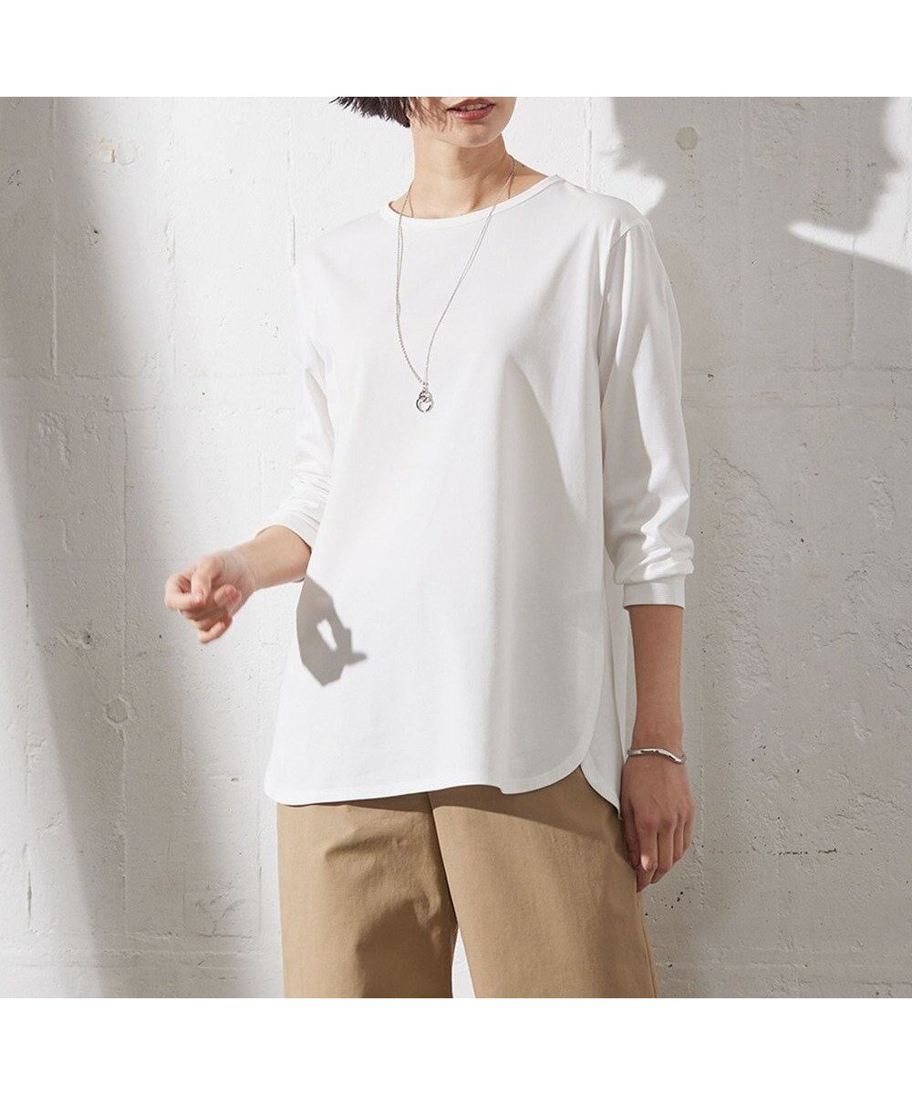 【ジェイ プレス/J.PRESS】の【吸水速乾】ベーシックジャージー カットソー 人気、トレンドファッション・服の通販 founy(ファニー) 　ファッション　Fashion　レディースファッション　Fashion for Women　トップス・カットソー　Cut & Sew Tops　シャツ・ブラウス・オフィスカジュアル　Elegant Blouses & Button-Ups　ロングTシャツ・Tシャツ　Longline T-Shirts & Tees　カットソー・ベーシックTシャツ　Cut-and-Sewn Tops / Stretch Tees & Basics　春　Spring　カットソー　Cut and Sewn Top　カフス　Cuff Design　吸水　Absorbent, Quick-Dry　ストレッチ　Stretch, Stretchy Fabric　バランス　Balance, Style Balance　パイピング　Piping, Trim Design　ベスト　Vest, Waistcoat　ベーシック　Basic, Essential　ボトム　Bottoms, Lower Wear　無地　Plain, Solid Color　ロング　Long, Long-Length　S/S・春夏　SS, Spring/Summer, Warm Season　夏　Summer　エレガント 上品　Elegant　 other-1|ID: prp329100004673148 ipo3291000000033776454