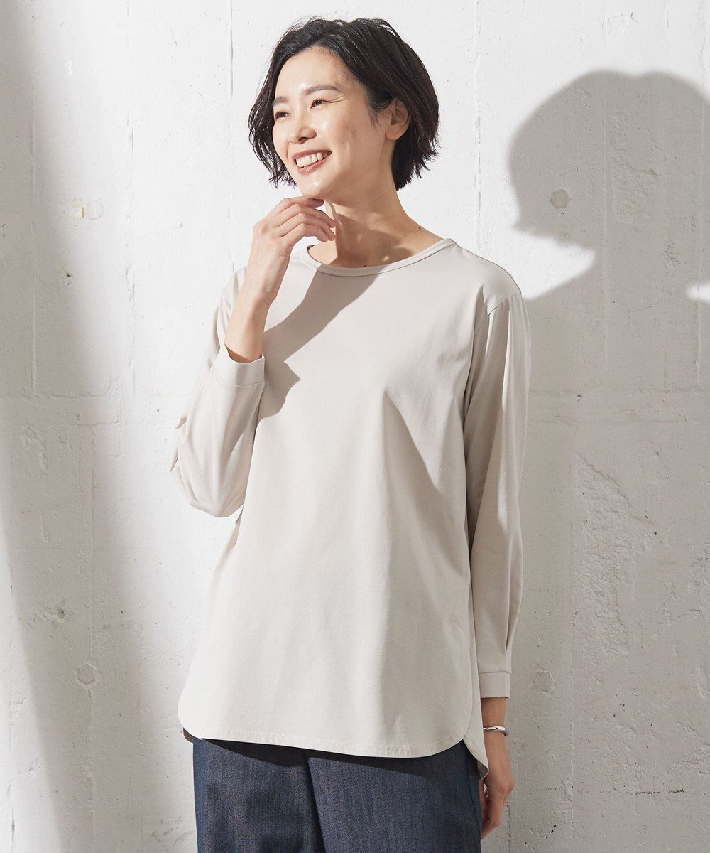 【ジェイ プレス/J.PRESS】の【吸水速乾】ベーシックジャージー カットソー インテリア・キッズ・メンズ・レディースファッション・服の通販 founy(ファニー) 　ファッション　Fashion　レディースファッション　Fashion for Women　トップス・カットソー　Cut & Sew Tops　シャツ・ブラウス・オフィスカジュアル　Elegant Blouses & Button-Ups　ロングTシャツ・Tシャツ　Longline T-Shirts & Tees　カットソー・ベーシックTシャツ　Cut-and-Sewn Tops / Stretch Tees & Basics　春　Spring　カットソー　Cut and Sewn Top　カフス　Cuff Design　吸水　Absorbent, Quick-Dry　ストレッチ　Stretch, Stretchy Fabric　バランス　Balance, Style Balance　パイピング　Piping, Trim Design　ベスト　Vest, Waistcoat　ベーシック　Basic, Essential　ボトム　Bottoms, Lower Wear　無地　Plain, Solid Color　ロング　Long, Long-Length　S/S・春夏　SS, Spring/Summer, Warm Season　夏　Summer　エレガント 上品　Elegant　ライトグレー系|ID: prp329100004673148 ipo3291000000033776456