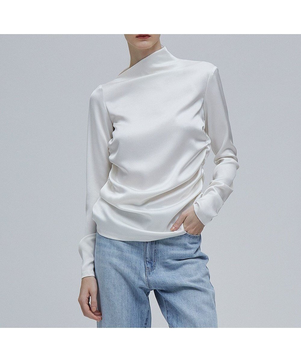 【ベイジ,/BEIGE,】の【otonaMUSE 5月号掲載】GINETTE / シャーリングブラウス 人気、トレンドファッション・服の通販 founy(ファニー) 　雑誌掲載アイテム　Magazine Picks & Fashion Features　ファッション雑誌　Fashion Magazines　オトナミューズ　otona MUSE　ファッション　Fashion　レディースファッション　Fashion for Women　トップス・カットソー　Cut & Sew Tops　シャツ・ブラウス・オフィスカジュアル　Elegant Blouses & Button-Ups　5月号　May Issue　おすすめ　Recommended / Our Picks　ギャザー　Gathered, Ruffled　サテン　Satin, Glossy Fabric　シャーリング　Shirring, Ruched　シンプル　Simple, Minimal　ジャケット　Jacket, Outerwear　セットアップ　Set-Up, Coordinated Outfit　ダブル　Double, Double-Breasted　ドレープ　Drape, Draping Fabric　フィット　Fit, Slim Fit　ボトム　Bottoms, Lower Wear　マニッシュ　Mannish, Boyish　エレガント 上品　Elegant　ビジネス 仕事 通勤　Business / Work / Commuting　夏　Summer　春　Spring　S/S・春夏　SS, Spring/Summer, Warm Season　長袖　Long Sleeve, Full Sleeve　雑誌　Magazine, Fashion Magazine　 other-1|ID: prp329100004673223 ipo3291000000033776727