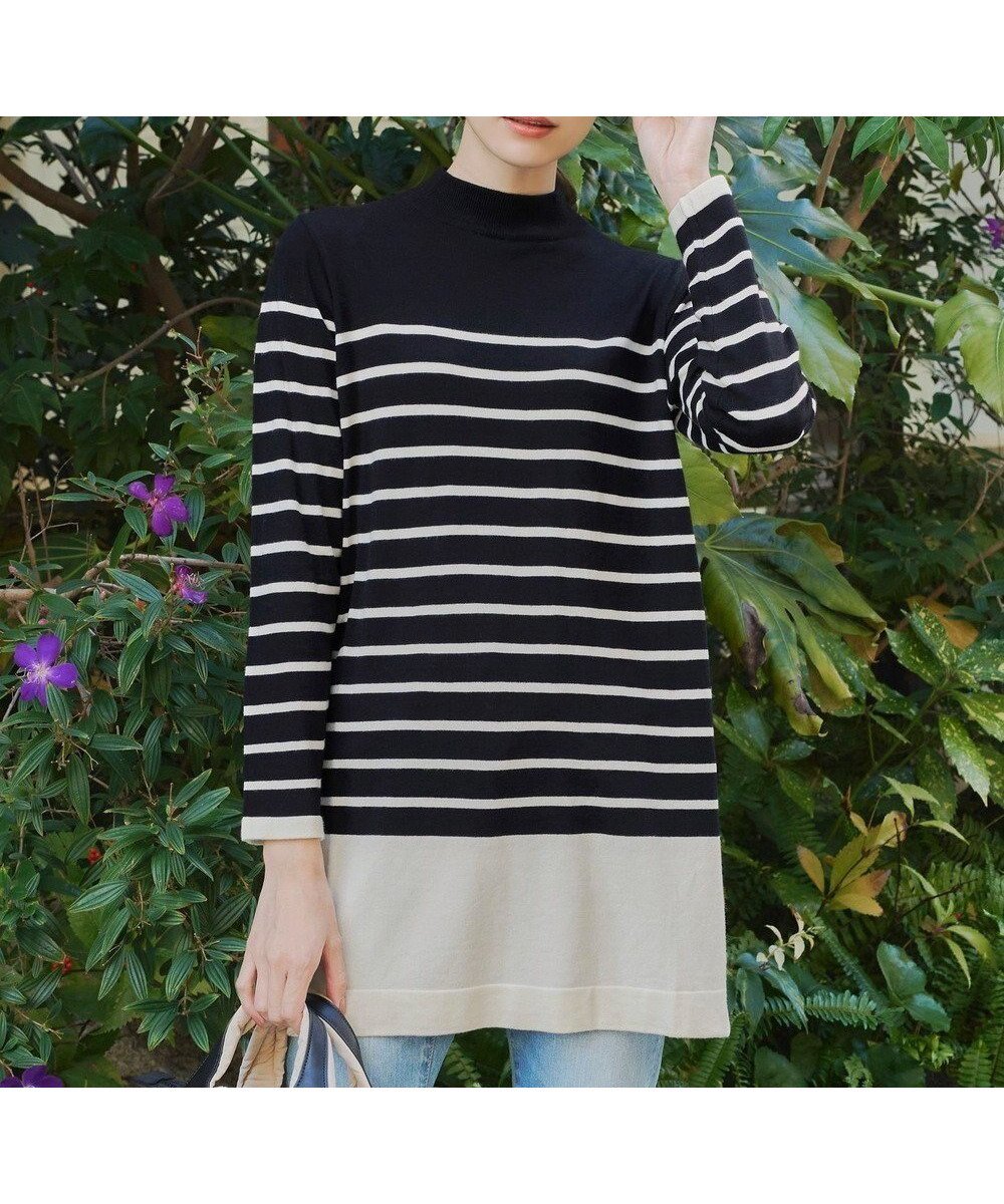 【ティアクラッセ/Tiaclasse】の【洗える】ボーダーニットチュニック インテリア・キッズ・メンズ・レディースファッション・服の通販 founy(ファニー) ファッション Fashion レディースファッション Fashion for Women トップス・カットソー Cut & Sew Tops ニット Knit Tops & Sweaters アクセサリー Fashion Accessories ウォッシャブル Machine Washable 春 Spring 洗える Machine Washable 秋 Autumn ストライプ Stripe, Striped Pattern ストレート Straight, Straight Cut スリット Slit, Slit Detail スリーブ Sleeve, Long Sleeve / Short Sleeve セーター Sweater, Knitwear チュニック Tunic, Long Top ベーシック Basic, Essential ボーダー Border, Stripe ポケット Pocket, Pocket Detail 無地 Plain, Solid Color ロング Long, Long-Length 冬 Winter / This Winter A/W・秋冬 Autumn/Winter 再入荷 Restock / Back in Stock 新作・新入荷 New Arrivals / New In ブラック×オフホワイト|ID: prp329100004673343 ipo3291000000034696082