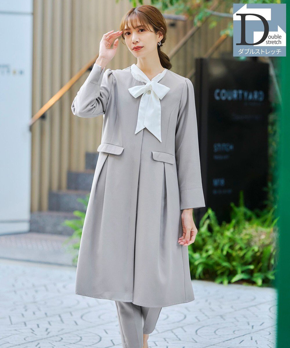 【ティアクラッセ/Tiaclasse】の【ダブルストレッチ・洗える】ノーカラーAラインコート インテリア・キッズ・メンズ・レディースファッション・服の通販 founy(ファニー)  ファッション Fashion レディースファッション Fashion for Women アウター Coat / Outerwear Collection コート・ロングコート・ピーコート Long Coats, Peacoats & More レディースジャケット・軽アウター Jackets Aラインコート A-Line Coats 春 Spring 洗える Machine Washable 秋 Autumn シンプル Simple, Minimal ジャケット Jacket, Outerwear ストレッチ Stretch, Stretchy Fabric ダブル Double, Double-Breasted フェミニン Feminine, Girly フォーマル Formal, Dressy フレア Flare, Flared ポケット Pocket, Pocket Detail 冬 Winter / This Winter S/S・春夏 SS, Spring/Summer, Warm Season おすすめ Recommended / Our Picks 夏 Summer エレガント 上品 Elegant 入学式 Entrance Ceremony 卒業式 Graduation Ceremony ビジネス 仕事 通勤 Business / Work / Commuting グレー|ID: prp329100004673357 ipo3291000000034309174