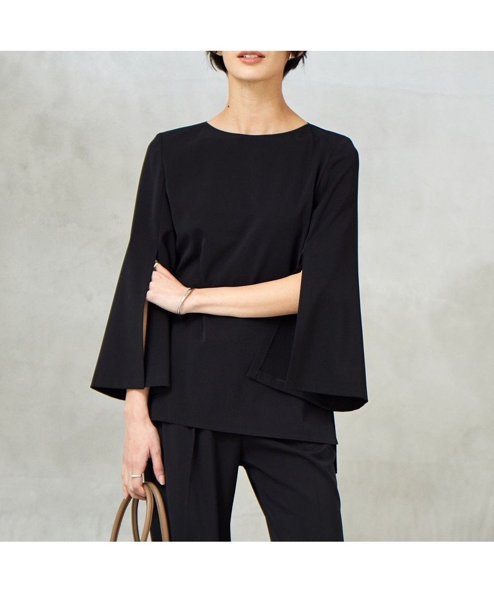 【アイシービー/iCB】の【新色追加・防シワ・速乾・洗える】Fied スリットスリーブブラウス インテリア・キッズ・メンズ・レディースファッション・服の通販 founy(ファニー) 　ファッション　Fashion　レディースファッション　Fashion for Women　トップス・カットソー　Cut & Sew Tops　シャツ・ブラウス・オフィスカジュアル　Elegant Blouses & Button-Ups　洗える　Machine Washable　シンプル　Simple, Minimal　ジャケット　Jacket, Outerwear　ストレッチ　Stretch, Stretchy Fabric　スリット　Slit, Slit Detail　スーツ　Suit, Formalwear　セットアップ　Set-Up, Coordinated Outfit　チェック　Check, Plaid, Tartan　人気　Popular, Best Seller　ラップ　Wrap, Wrap Design　ワイド　Wide, Wide Fit　A/W・秋冬　Autumn/Winter　S/S・春夏　SS, Spring/Summer, Warm Season　おすすめ　Recommended / Our Picks　夏　Summer　セレモニー　Ceremony　ビジネス 仕事 通勤　Business / Work / Commuting　ブラック系|ID: prp329100004673395 ipo3291000000034288276