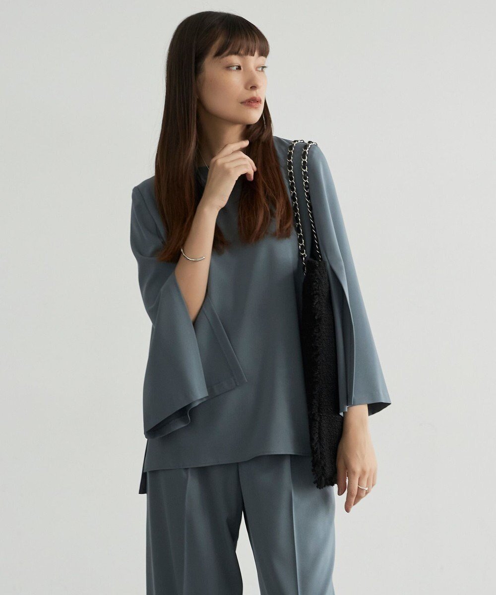 【アイシービー/iCB】の【新色追加・防シワ・速乾・洗える】Fied スリットスリーブブラウス インテリア・キッズ・メンズ・レディースファッション・服の通販 founy(ファニー) 　ファッション　Fashion　レディースファッション　Fashion for Women　トップス・カットソー　Cut & Sew Tops　シャツ・ブラウス・オフィスカジュアル　Elegant Blouses & Button-Ups　洗える　Machine Washable　シンプル　Simple, Minimal　ジャケット　Jacket, Outerwear　ストレッチ　Stretch, Stretchy Fabric　スリット　Slit, Slit Detail　スーツ　Suit, Formalwear　セットアップ　Set-Up, Coordinated Outfit　チェック　Check, Plaid, Tartan　人気　Popular, Best Seller　ラップ　Wrap, Wrap Design　ワイド　Wide, Wide Fit　A/W・秋冬　Autumn/Winter　S/S・春夏　SS, Spring/Summer, Warm Season　おすすめ　Recommended / Our Picks　夏　Summer　セレモニー　Ceremony　ビジネス 仕事 通勤　Business / Work / Commuting　ブルーグレー系|ID: prp329100004673395 ipo3291000000034288277