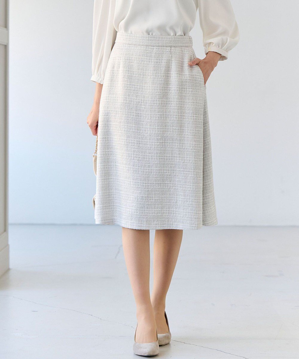 【組曲/KUMIKYOKU】の【KUMIKYOKU NAVY】ラメループモールツイード フレアスカート 人気、トレンドファッション・服の通販 founy(ファニー) 　ファッション　Fashion　レディースファッション　Fashion for Women　スカート　Skirts　Aライン・フレアスカート　A-Line & Flared Skirts　カーディガン　Cardigan, Knitwear　コレクション　Collection, Seasonal Line　ジャケット　Jacket, Outerwear　セットアップ　Set-Up, Coordinated Outfit　ツイード　Twill, Twill Weave　定番　Standard, Basic Item　フォルム　Silhouette, Form　フォーマル　Formal, Dressy　フレア　Flare, Flared　ベーシック　Basic, Essential　ループ　Loop, Loop Knit　A/W・秋冬　Autumn/Winter　2022年　2022　S/S・春夏　SS, Spring/Summer, Warm Season　2022-2023秋冬・A/W　Autumn/Winter 2022–23 AW22–23　夏　Summer　エレガント 上品　Elegant　セレモニー　Ceremony　 other-1|ID: prp329100004673438 ipo3291000000034289702