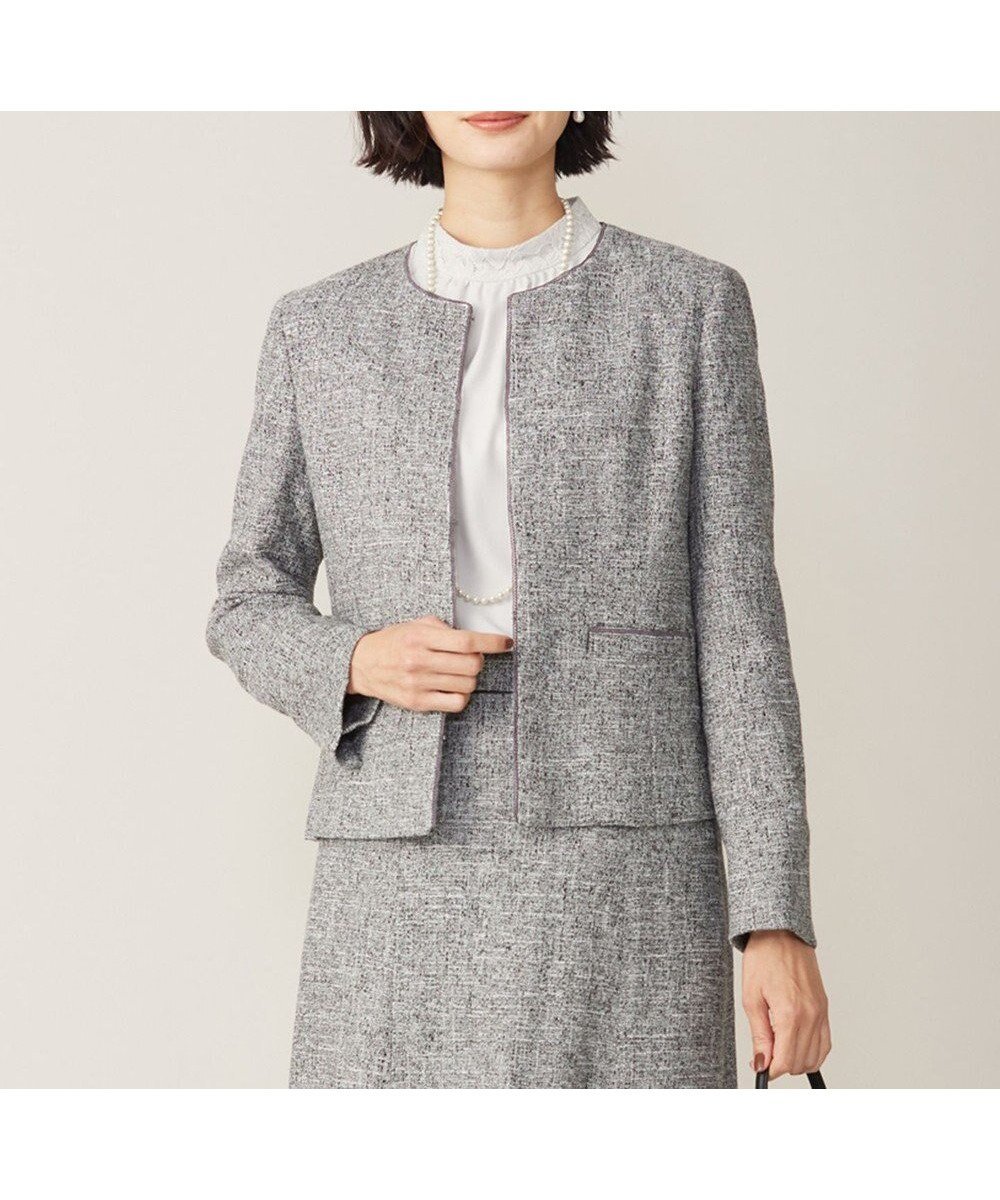 【ジェイ プレス/J.PRESS】の【セットアップ対応】Light Tweed ノーカラー ジャケット インテリア・キッズ・メンズ・レディースファッション・服の通販 founy(ファニー) 　ファッション　Fashion　レディースファッション　Fashion for Women　アウター　Coat / Outerwear Collection　レディースジャケット・軽アウター　Jackets　ノーカラージャケット / シンプル上品コーデ　Collarless Jackets　インナー　Innerwear　エレガント 上品　Elegant　ジャケット　Jacket, Outerwear　セットアップ　Set-Up, Coordinated Outfit　ツイード　Twill, Twill Weave　バランス　Balance, Style Balance　フリンジ　Fringe, Tassel　A/W・秋冬　Autumn/Winter　ブラック系5|ID: prp329100004673530 ipo3291000000033777895