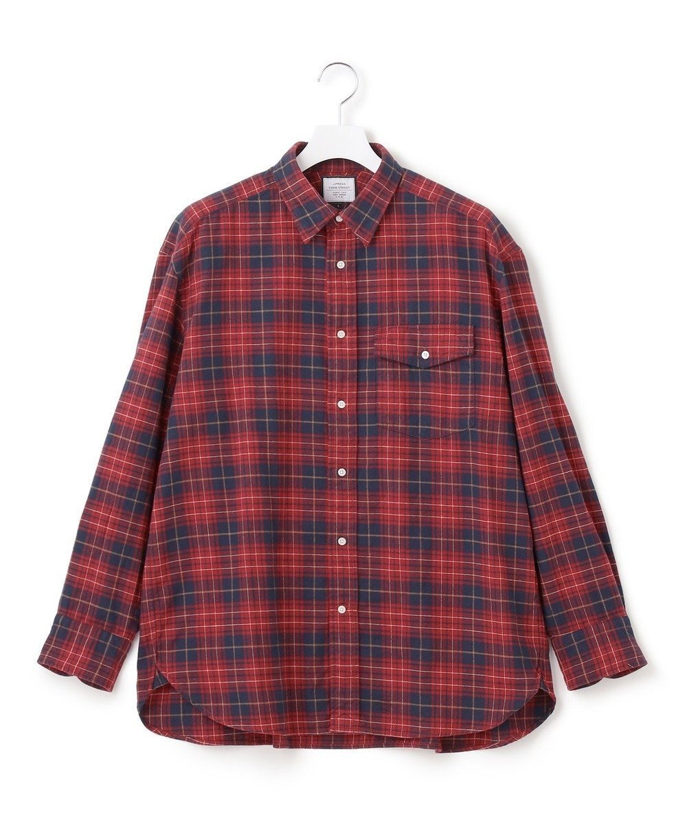 【ジェイプレスヨークストリート/J.PRESS YORK STREET】の【UNISEX】フランネル レギュラーカラーシャツ インテリア・キッズ・メンズ・レディースファッション・服の通販 founy(ファニー) 　ファッション　Fashion　レディースファッション　Fashion for Women　トップス・カットソー　Cut & Sew Tops　シャツ・ブラウス・オフィスカジュアル　Elegant Blouses & Button-Ups　インナー　Innerwear　ショルダー　Shoulder, Shoulder Strap　チェック　Check, Plaid, Tartan　ドロップ　Drop Shoulder, Dropped Style　定番　Standard, Basic Item　パッチ　Patch, Appliqué　フラップ　Flap, Flap Pocket　ボトム　Bottoms, Lower Wear　ポケット　Pocket, Pocket Detail　ユニセックス　Unisex, Genderless　レギュラー　Regular, Standard Fit　A/W・秋冬　Autumn/Winter　レッド系3|ID: prp329100004673664 ipo3291000000033778412