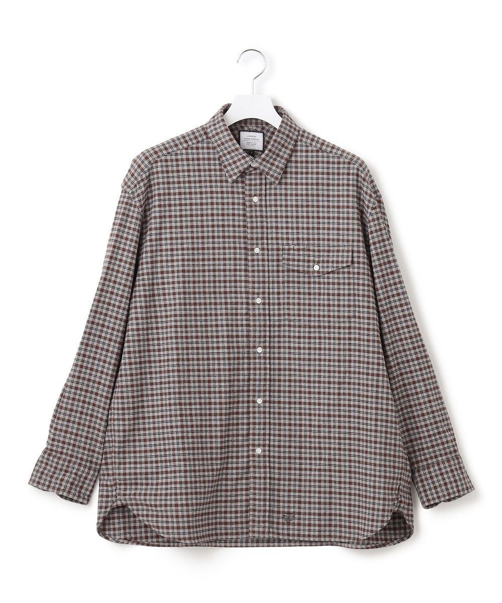 【ジェイプレスヨークストリート/J.PRESS YORK STREET】の【UNISEX】フランネル レギュラーカラーシャツ インテリア・キッズ・メンズ・レディースファッション・服の通販 founy(ファニー) 　ファッション　Fashion　レディースファッション　Fashion for Women　トップス・カットソー　Cut & Sew Tops　シャツ・ブラウス・オフィスカジュアル　Elegant Blouses & Button-Ups　インナー　Innerwear　ショルダー　Shoulder, Shoulder Strap　チェック　Check, Plaid, Tartan　ドロップ　Drop Shoulder, Dropped Style　定番　Standard, Basic Item　パッチ　Patch, Appliqué　フラップ　Flap, Flap Pocket　ボトム　Bottoms, Lower Wear　ポケット　Pocket, Pocket Detail　ユニセックス　Unisex, Genderless　レギュラー　Regular, Standard Fit　A/W・秋冬　Autumn/Winter　ブラウン系3|ID: prp329100004673664 ipo3291000000033778414