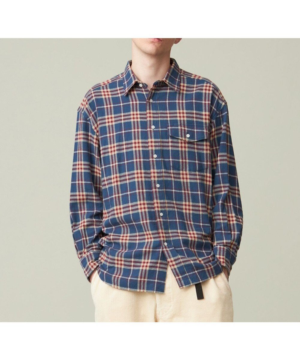 【ジェイプレスヨークストリート/J.PRESS YORK STREET】の【UNISEX】フランネル レギュラーカラーシャツ インテリア・キッズ・メンズ・レディースファッション・服の通販 founy(ファニー) 　ファッション　Fashion　レディースファッション　Fashion for Women　トップス・カットソー　Cut & Sew Tops　シャツ・ブラウス・オフィスカジュアル　Elegant Blouses & Button-Ups　インナー　Innerwear　ショルダー　Shoulder, Shoulder Strap　チェック　Check, Plaid, Tartan　ドロップ　Drop Shoulder, Dropped Style　定番　Standard, Basic Item　パッチ　Patch, Appliqué　フラップ　Flap, Flap Pocket　ボトム　Bottoms, Lower Wear　ポケット　Pocket, Pocket Detail　ユニセックス　Unisex, Genderless　レギュラー　Regular, Standard Fit　A/W・秋冬　Autumn/Winter　ブルー系3|ID: prp329100004673664 ipo3291000000033778415
