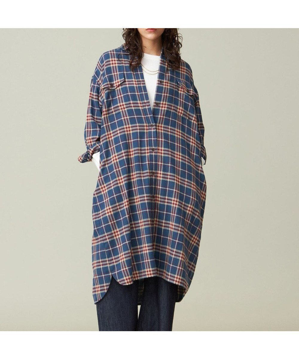 【ジェイプレスヨークストリート/J.PRESS YORK STREET】の【WOMEN】フランネル チェックシャツワンピース インテリア・キッズ・メンズ・レディースファッション・服の通販 founy(ファニー) ファッション Fashion レディースファッション Fashion for Women ワンピース Dresses シャツワンピース / 1枚で着映えコーデ Shirt Dresses おすすめ Recommended / Our Picks ガウン Gown, Robe シンプル Simple, Minimal チェック Check, Plaid, Tartan 定番 Standard, Basic Item A/W・秋冬 Autumn/Winter ブルー系3|ID: prp329100004673670 ipo3291000000034495787