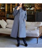 【ティアクラッセ/Tiaclasse】の【ウール95%】ノーカラー包みボタンAラインコート ブルー|ID: prp329100004673776 ipo3291000000036295231