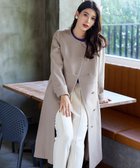 【ティアクラッセ/Tiaclasse】の【ウール95%】ノーカラー包みボタンAラインコート グレージュ|ID: prp329100004673776 ipo3291000000036295232