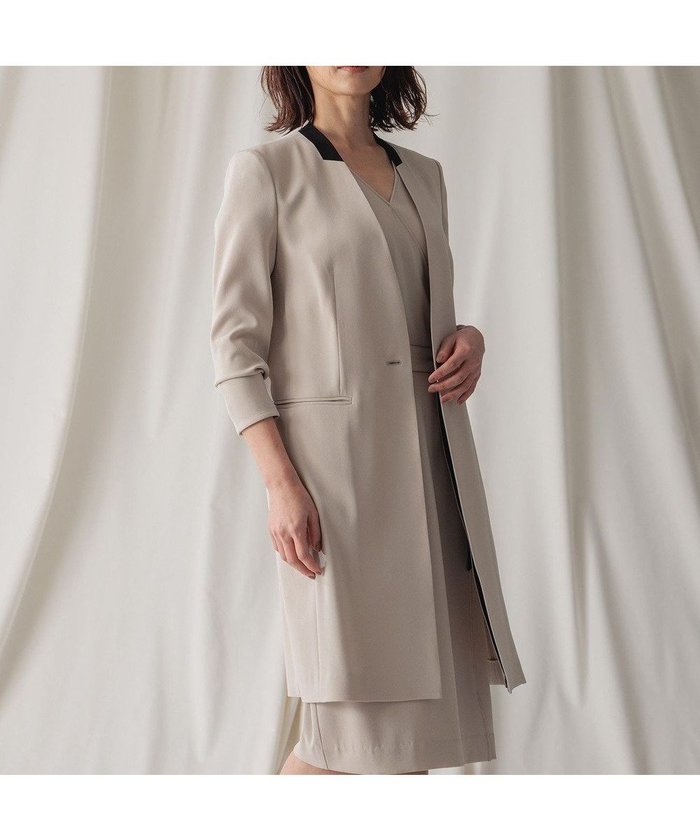 【ベイジ,/BEIGE,】のCINDY / ノーカラーロングジャケット インテリア・キッズ・メンズ・レディースファッション・服の通販 founy(ファニー) https://founy.com/ ファッション Fashion レディースファッション Fashion for Women アウター Coat / Outerwear Collection レディースジャケット・軽アウター Jackets ノーカラージャケット / シンプル上品コーデ Collarless Jackets オケージョン Occasion Wear サテン Satin, Glossy Fabric ジャケット Jacket, Outerwear ストレッチ Stretch, Stretchy Fabric スーツ Suit, Formalwear トリミング Trimming, Decorative Edge 人気 Popular, Best Seller ボトム Bottoms, Lower Wear ロング Long, Long-Length A/W・秋冬 Autumn/Winter S/S・春夏 SS, Spring/Summer, Warm Season 夏 Summer ビジネス 仕事 通勤 Business / Work / Commuting |ID: prp329100004673984 ipo3291000000033779723