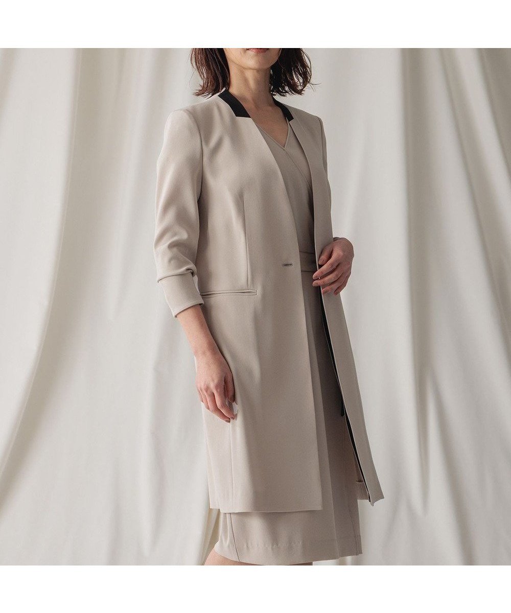 【ベイジ,/BEIGE,】のCINDY / ノーカラーロングジャケット 人気、トレンドファッション・服の通販 founy(ファニー) 　ファッション　Fashion　レディースファッション　Fashion for Women　アウター　Coat / Outerwear Collection　レディースジャケット・軽アウター　Jackets　ノーカラージャケット / シンプル上品コーデ　Collarless Jackets　オケージョン　Occasion Wear　サテン　Satin, Glossy Fabric　ジャケット　Jacket, Outerwear　ストレッチ　Stretch, Stretchy Fabric　スーツ　Suit, Formalwear　トリミング　Trimming, Decorative Edge　人気　Popular, Best Seller　ボトム　Bottoms, Lower Wear　ロング　Long, Long-Length　A/W・秋冬　Autumn/Winter　S/S・春夏　SS, Spring/Summer, Warm Season　夏　Summer　ビジネス 仕事 通勤　Business / Work / Commuting　 other-1|ID: prp329100004673984 ipo3291000000033779723