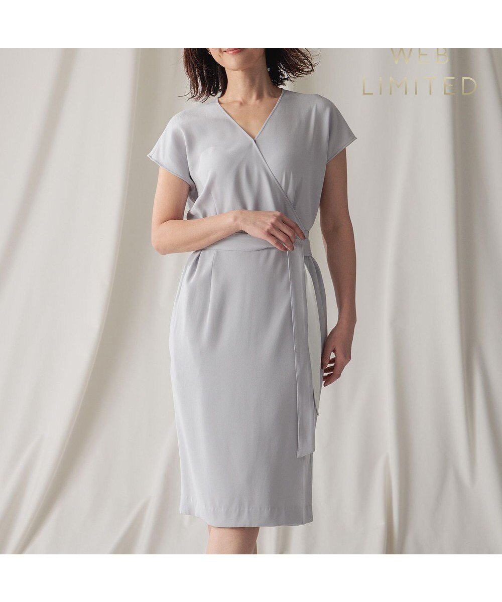 【ベイジ,/BEIGE,】の【WEB&一部店舗限定】CINDY / ラップドレス インテリア・キッズ・メンズ・レディースファッション・服の通販 founy(ファニー) 　ファッション　Fashion　レディースファッション　Fashion for Women　ワンピース　Dresses　フォーマル・パーティードレス・結婚式用ドレス　Elegant & Casual Dresses　ウォッシャブル　Machine Washable　オケージョン　Occasion Wear　サテン　Satin, Glossy Fabric　ジャケット　Jacket, Outerwear　ストレッチ　Stretch, Stretchy Fabric　スーツ　Suit, Formalwear　セットアップ　Set-Up, Coordinated Outfit　タオル　Towel, Bath Towel　タンブラー　Tumbler, Travel Mug　トリミング　Trimming, Decorative Edge　ドレス　Dress, One-Piece　ラップ　Wrap, Wrap Design　A/W・秋冬　Autumn/Winter　S/S・春夏　SS, Spring/Summer, Warm Season　おすすめ　Recommended / Our Picks　夏　Summer　エレガント 上品　Elegant　ビジネス 仕事 通勤　Business / Work / Commuting　Ice blue × White|ID: prp329100004673993 ipo3291000000033779766