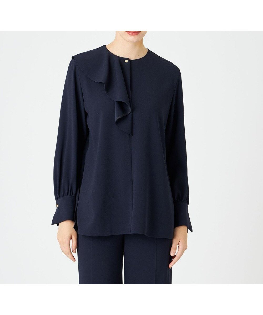 【ベイジ,/BEIGE,】のCINDY / アシンメトリーブラウス インテリア・キッズ・メンズ・レディースファッション・服の通販 founy(ファニー) 　ファッション　Fashion　レディースファッション　Fashion for Women　トップス・カットソー　Cut & Sew Tops　シャツ・ブラウス・オフィスカジュアル　Elegant Blouses & Button-Ups　ウォッシャブル　Machine Washable　オケージョン　Occasion Wear　サテン　Satin, Glossy Fabric　シンプル　Simple, Minimal　ストレッチ　Stretch, Stretchy Fabric　セットアップ　Set-Up, Coordinated Outfit　タオル　Towel, Bath Towel　タンブラー　Tumbler, Travel Mug　トリミング　Trimming, Decorative Edge　人気　Popular, Best Seller　フェミニン　Feminine, Girly　フリル　Frill, Ruffle　A/W・秋冬　Autumn/Winter　S/S・春夏　SS, Spring/Summer, Warm Season　おすすめ　Recommended / Our Picks　夏　Summer　ビジネス 仕事 通勤　Business / Work / Commuting　Navy|ID: prp329100004673997 ipo3291000000034290210