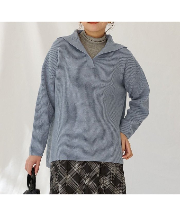 【エニー/ANY】の【洗濯機可能】ウールブレンドスキッパーネックニット インテリア・キッズ・メンズ・レディースファッション・服の通販 founy(ファニー) https://founy.com/ ファッション Fashion レディースファッション Fashion for Women トップス・カットソー Cut & Sew Tops ニット Knit Tops & Sweaters インナー Innerwear カットソー Cut and Sewn Top スキッパー Skipper, Open Collar ストレート Straight, Straight Cut スリット Slit, Slit Detail セーター Sweater, Knitwear A/W・秋冬 Autumn/Winter |ID: prp329100004674074 ipo3291000000034323555