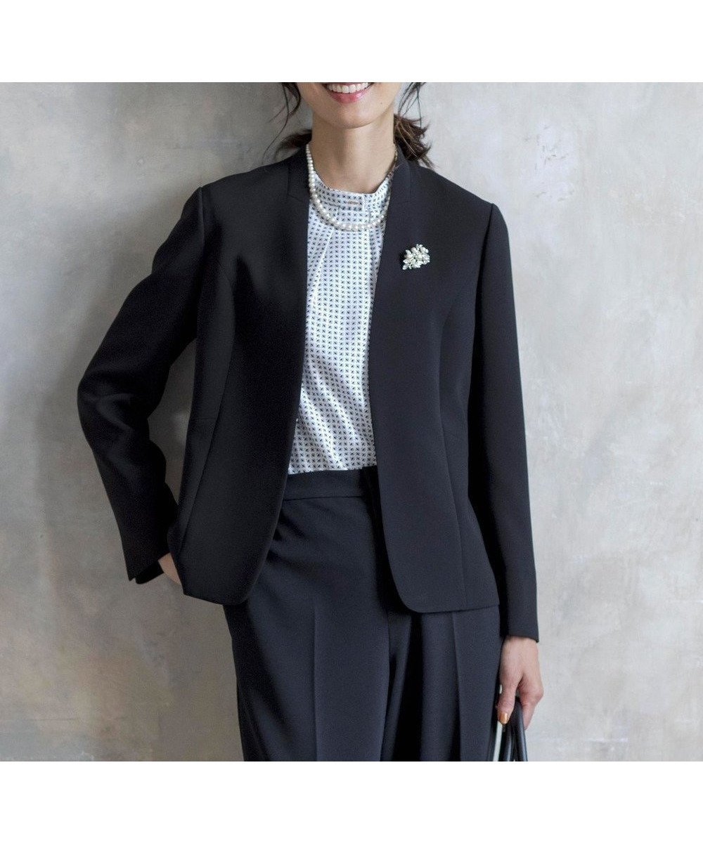 【ジェイ プレス/J.PRESS】の【WEB限定カラーあり・洗える】セラテリーダブルクロス ノーカラー ジャケット インテリア・キッズ・メンズ・レディースファッション・服の通販 founy(ファニー) ファッション Fashion レディースファッション Fashion for Women アウター Coat / Outerwear Collection レディースジャケット・軽アウター Jackets ノーカラージャケット / シンプル上品コーデ Collarless Jackets 洗える Machine Washable ジャケット Jacket, Outerwear ストレッチ Stretch, Stretchy Fabric セットアップ Set-Up, Coordinated Outfit 定番 Standard, Basic Item フォーマル Formal, Dressy A/W・秋冬 Autumn/Winter ビジネス 仕事 通勤 Business / Work / Commuting ブラック系|ID: prp329100004674094 ipo3291000000034292696