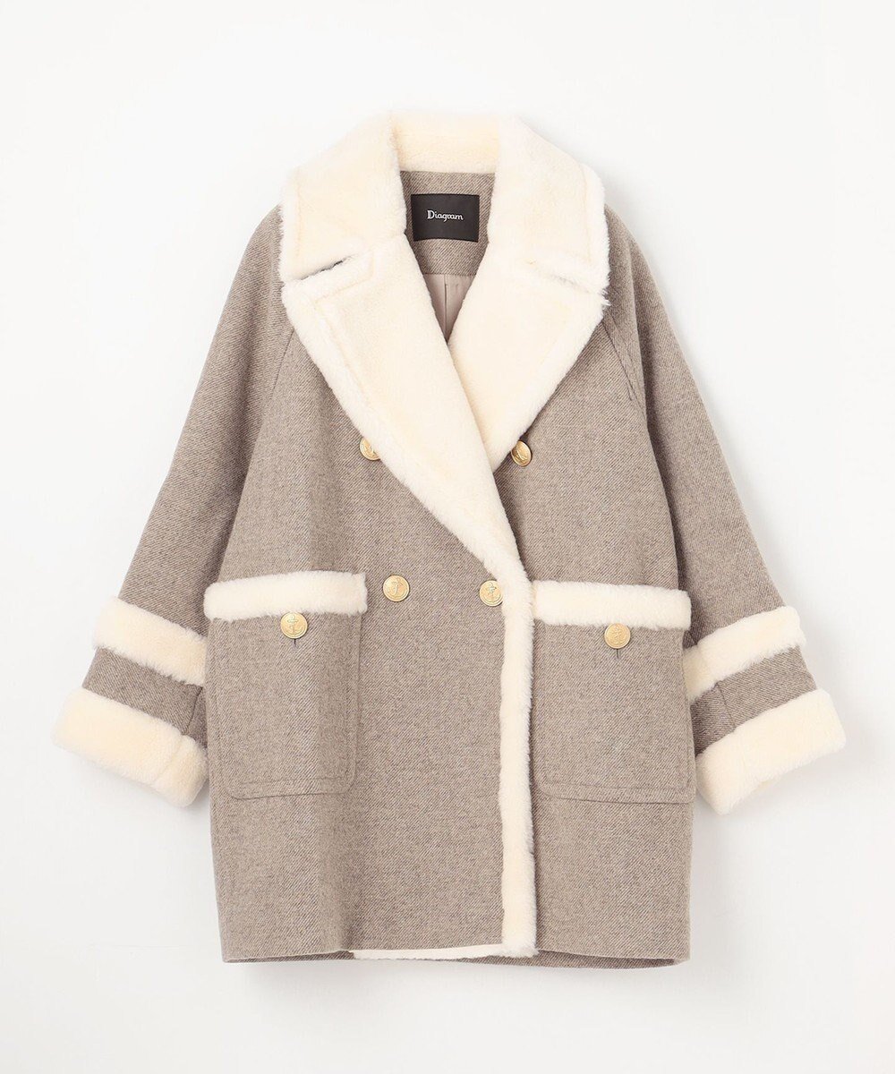 【グレース コンチネンタル/GRACE CONTINENTAL】のボアカラーPコート 人気、トレンドファッション・服の通販 founy(ファニー) 　ファッション　Fashion　レディースファッション　Fashion for Women　アウター　Coat / Outerwear Collection　コート・ロングコート・ピーコート　Long Coats, Peacoats & More　レディースジャケット・軽アウター　Jackets　Pコート　Pea Coats　シンプル　Simple, Minimal　ジャケット　Jacket, Outerwear　ダブル　Double, Double-Breasted　フロント　Front, Front Design　ポケット　Pocket, Pocket Detail　ミドル　Middle Length, Mid Height　ムートン　Shearling, Mouton　メタル　Metal, Metal Parts　エレガント 上品　Elegant　今季　This Season, Current Season　冬　Winter / This Winter　A/W・秋冬　Autumn/Winter　 other-1|ID: prp329100004674177 ipo3291000000033780433