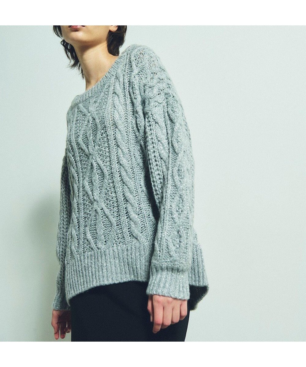 【グレース コンチネンタル/GRACE CONTINENTAL】のスパングルケーブルニット インテリア・キッズ・メンズ・レディースファッション・服の通販 founy(ファニー) 　ファッション　Fashion　レディースファッション　Fashion for Women　トップス・カットソー　Cut & Sew Tops　ニット　Knit Tops & Sweaters　おすすめ　Recommended / Our Picks　シンプル　Simple, Minimal　スパンコール　Sequins, Sequin Embellishment　セーター　Sweater, Knitwear　ルーズ　Loose, Oversized　A/W・秋冬　Autumn/Winter　グレー|ID: prp329100004674299 ipo3291000000033780941