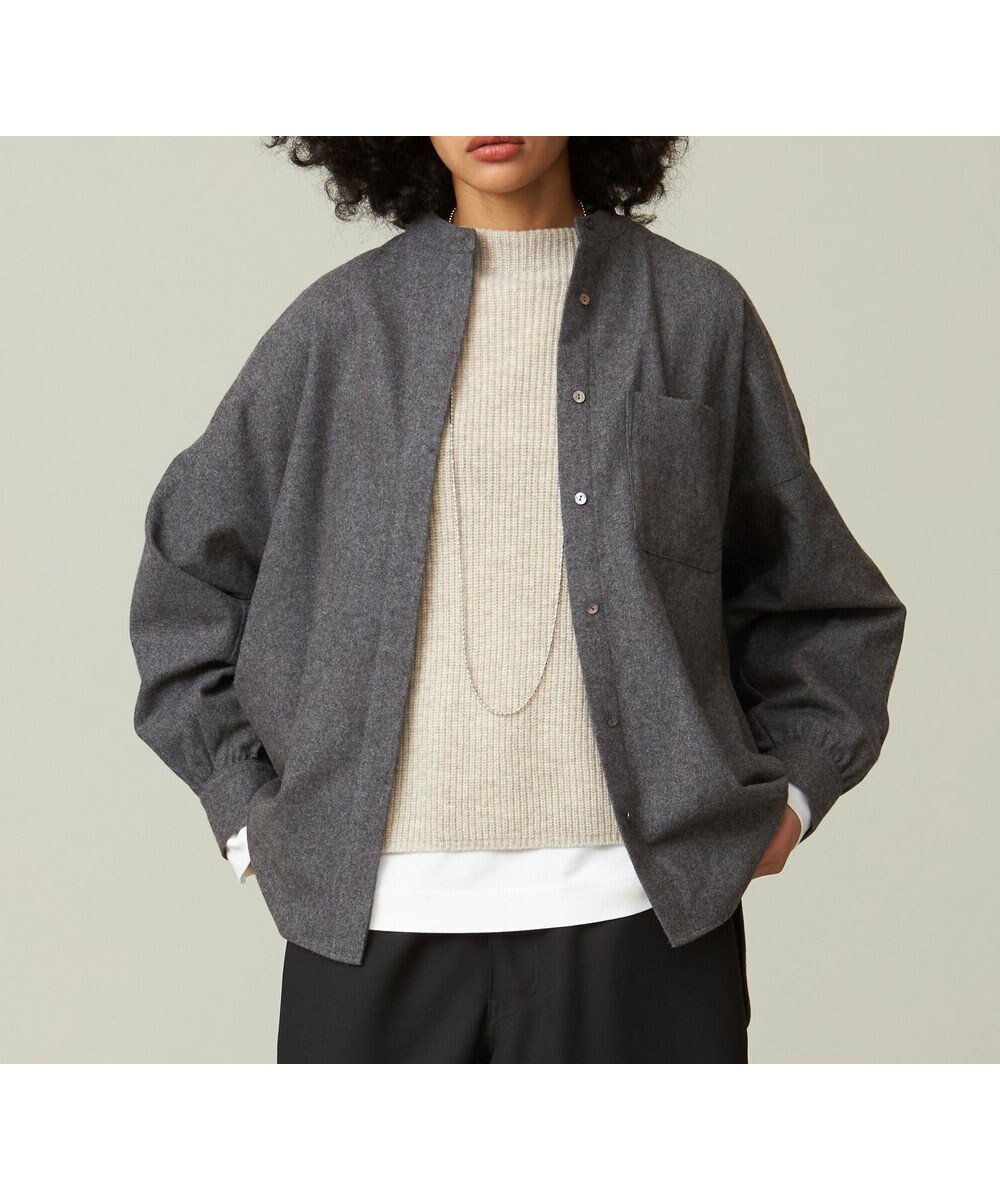 【ジェイプレスヨークストリート/J.PRESS YORK STREET】の【WOMEN】バンドカラーブラウス インテリア・キッズ・メンズ・レディースファッション・服の通販 founy(ファニー) 　ファッション　Fashion　レディースファッション　Fashion for Women　トップス・カットソー　Cut & Sew Tops　シャツ・ブラウス・オフィスカジュアル　Elegant Blouses & Button-Ups　おすすめ　Recommended / Our Picks　ジャケット　Jacket, Outerwear　A/W・秋冬　Autumn/Winter　グレー系|ID: prp329100004674389 ipo3291000000033781276