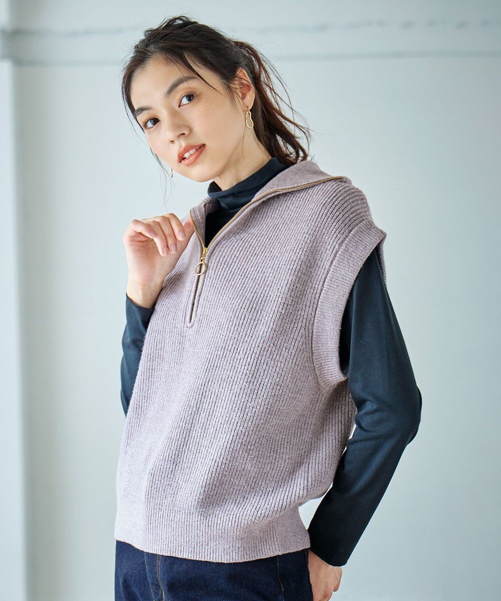 【エニー/ANY】の【洗濯機可】ハーフジップニットベスト インテリア・キッズ・メンズ・レディースファッション・服の通販 founy(ファニー) ファッション Fashion レディースファッション Fashion for Women アウター Coat / Outerwear Collection トップス・カットソー Cut & Sew Tops ニット Knit Tops & Sweaters ベスト&ジレ / 重ね着スタイル Vests & Gilets おすすめ Recommended / Our Picks インナー Innerwear ジップ Zip, Zipper トレンド Trend, Trending Now ベスト Vest, Waistcoat 畦 Ribbed Knit A/W・秋冬 Autumn/Winter グレー|ID: prp329100004674392 ipo3291000000034377745