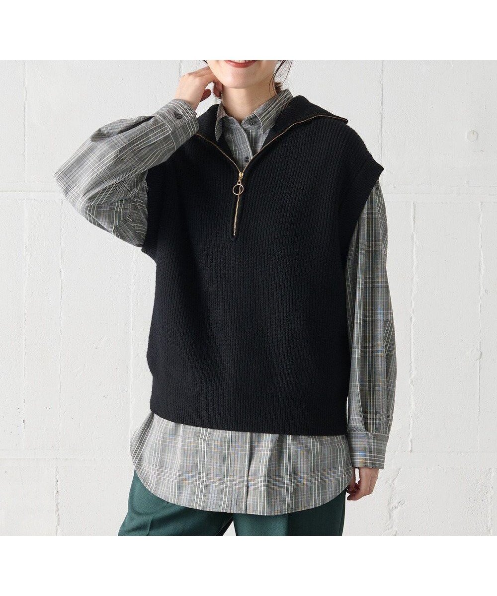 【エニー/ANY】の【洗濯機可】ハーフジップニットベスト インテリア・キッズ・メンズ・レディースファッション・服の通販 founy(ファニー) ファッション Fashion レディースファッション Fashion for Women アウター Coat / Outerwear Collection トップス・カットソー Cut & Sew Tops ニット Knit Tops & Sweaters ベスト&ジレ / 重ね着スタイル Vests & Gilets おすすめ Recommended / Our Picks インナー Innerwear ジップ Zip, Zipper トレンド Trend, Trending Now ベスト Vest, Waistcoat 畦 Ribbed Knit A/W・秋冬 Autumn/Winter ブラック|ID: prp329100004674392 ipo3291000000034377746