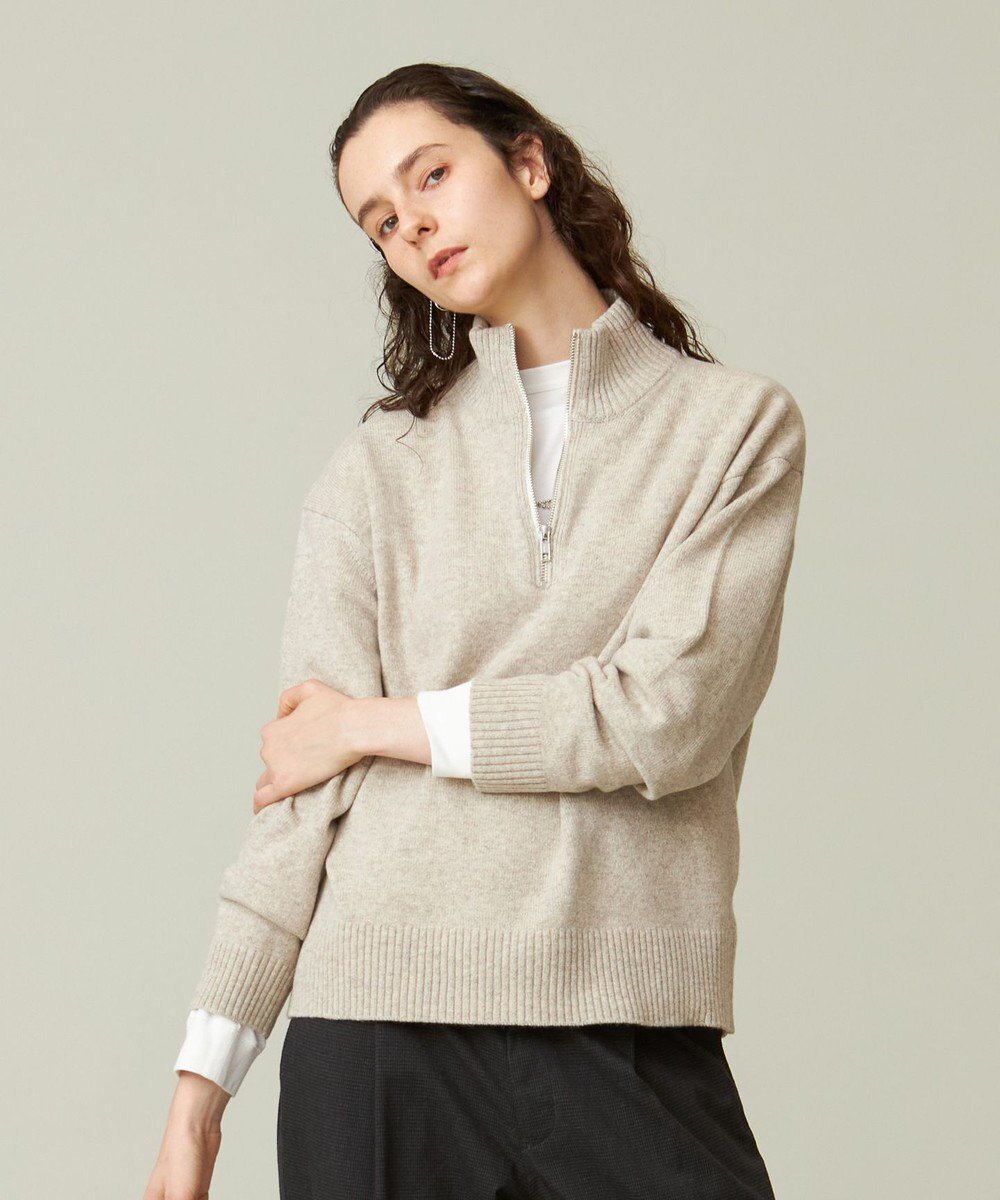 【ジェイプレスヨークストリート/J.PRESS YORK STREET】の【UNISEX】NEW ENGLAND ハーフジップニット インテリア・キッズ・メンズ・レディースファッション・服の通販 founy(ファニー) 　ファッション　Fashion　レディースファッション　Fashion for Women　トップス・カットソー　Cut & Sew Tops　ニット　Knit Tops & Sweaters　インナー　Innerwear　シンプル　Simple, Minimal　セーター　Sweater, Knitwear　なめらか　Smooth, Silky Texture　ハーフ　Half, Half-Length　ブルゾン　Blouson, Bomber Jacket　ボトム　Bottoms, Lower Wear　ユニセックス　Unisex, Genderless　A/W・秋冬　Autumn/Winter　おすすめ　Recommended / Our Picks　ベージュ系|ID: prp329100004674446 ipo3291000000033781496