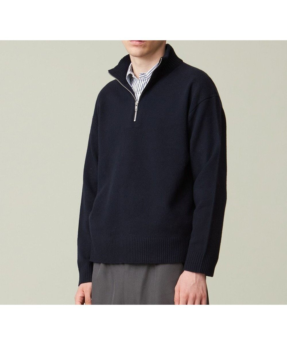 【ジェイプレスヨークストリート/J.PRESS YORK STREET】の【UNISEX】NEW ENGLAND ハーフジップニット インテリア・キッズ・メンズ・レディースファッション・服の通販 founy(ファニー) 　ファッション　Fashion　レディースファッション　Fashion for Women　トップス・カットソー　Cut & Sew Tops　ニット　Knit Tops & Sweaters　インナー　Innerwear　シンプル　Simple, Minimal　セーター　Sweater, Knitwear　なめらか　Smooth, Silky Texture　ハーフ　Half, Half-Length　ブルゾン　Blouson, Bomber Jacket　ボトム　Bottoms, Lower Wear　ユニセックス　Unisex, Genderless　A/W・秋冬　Autumn/Winter　おすすめ　Recommended / Our Picks　ネイビー系|ID: prp329100004674446 ipo3291000000033781497