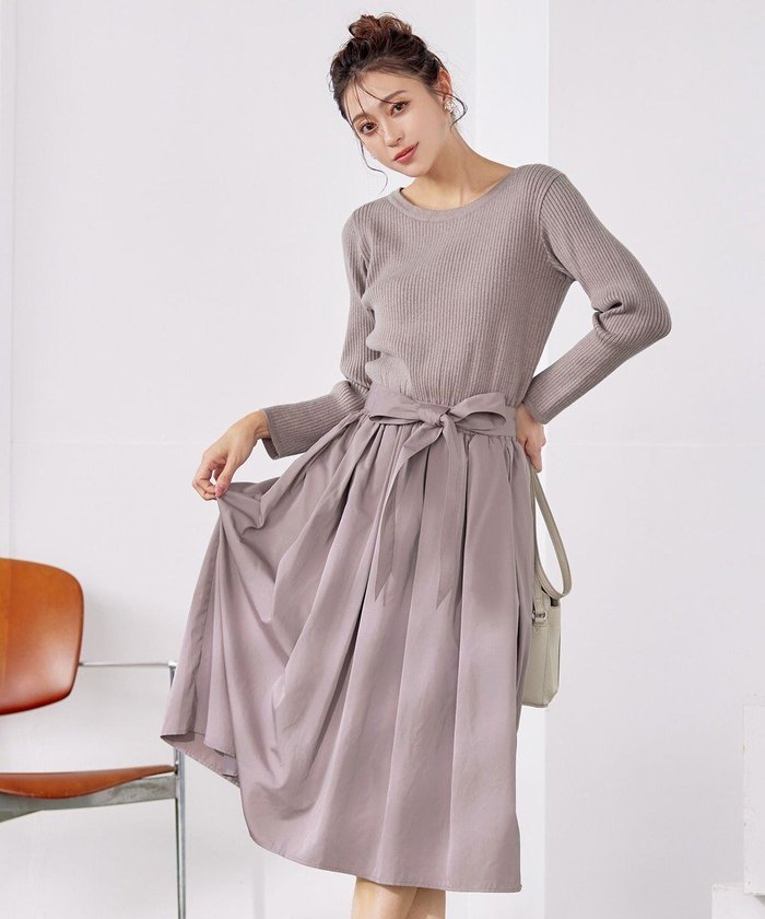 【ティアクラッセ/Tiaclasse】の【洗える】タフタスカートドッキングワンピース インテリア・キッズ・メンズ・レディースファッション・服の通販 founy(ファニー) https://founy.com/ ファッション Fashion レディースファッション Fashion for Women スカート Skirts コンパクト Compact, Small Size タフタ Taffeta, Structured Fabric ドッキング Docking, Mixed Material フィット Fit, Slim Fit ポケット Pocket, Pocket Detail エレガント 上品 Elegant 洗える Machine Washable A/W・秋冬 Autumn/Winter |ID: prp329100004674471 ipo3291000000034293800