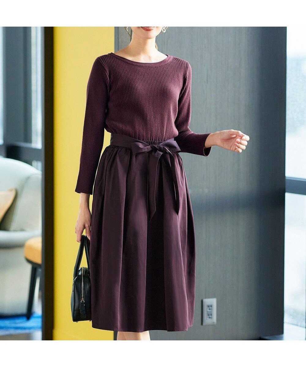 【ティアクラッセ/Tiaclasse】の【洗える】タフタスカートドッキングワンピース インテリア・キッズ・メンズ・レディースファッション・服の通販 founy(ファニー) ファッション Fashion レディースファッション Fashion for Women スカート Skirts コンパクト Compact, Small Size タフタ Taffeta, Structured Fabric ドッキング Docking, Mixed Material フィット Fit, Slim Fit ポケット Pocket, Pocket Detail エレガント 上品 Elegant 洗える Machine Washable A/W・秋冬 Autumn/Winter ボルドー|ID: prp329100004674471 ipo3291000000034293802